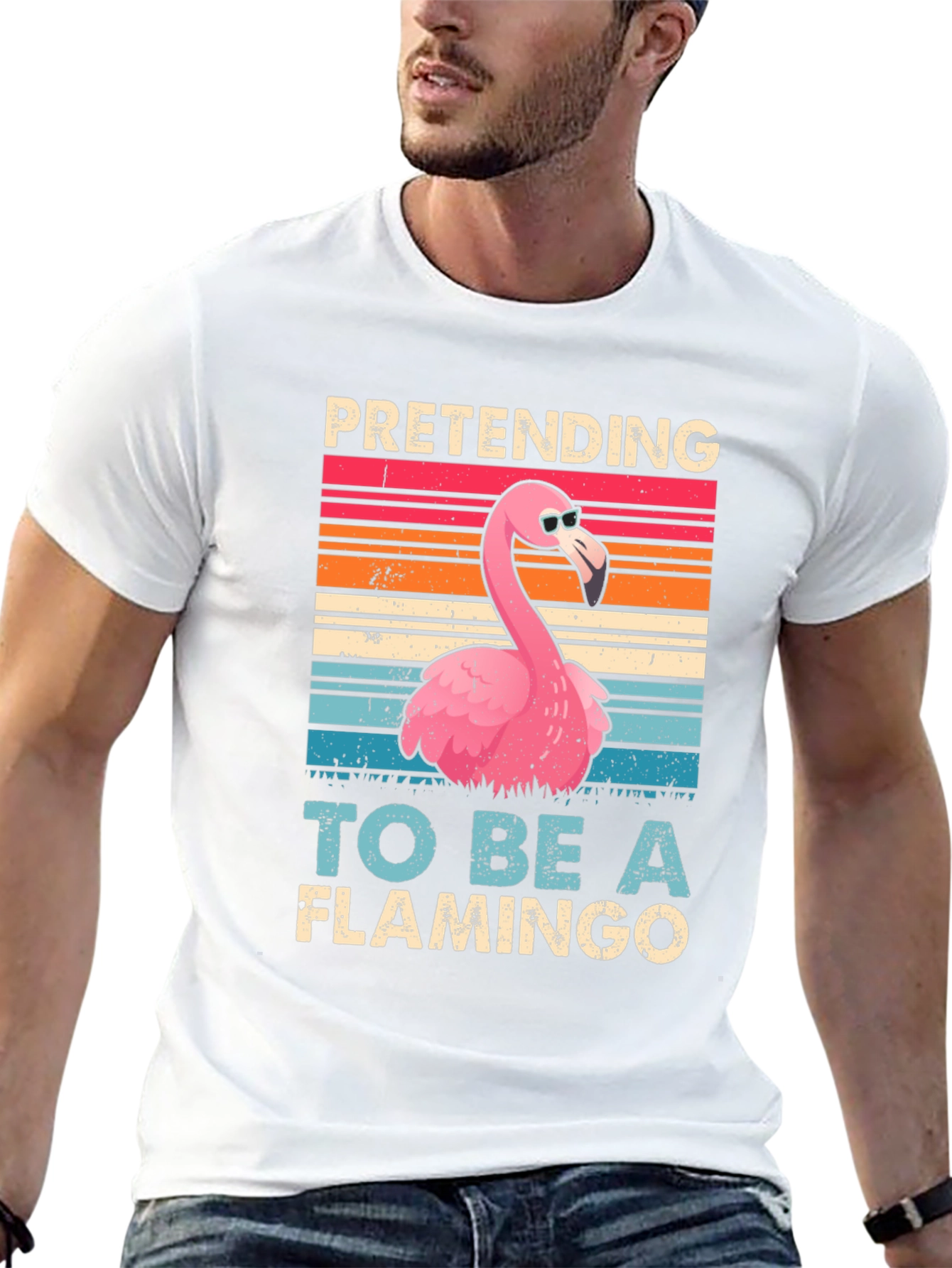 Black Funny Flamingo T-Shirt - Pretending to be a Flamingo view 13