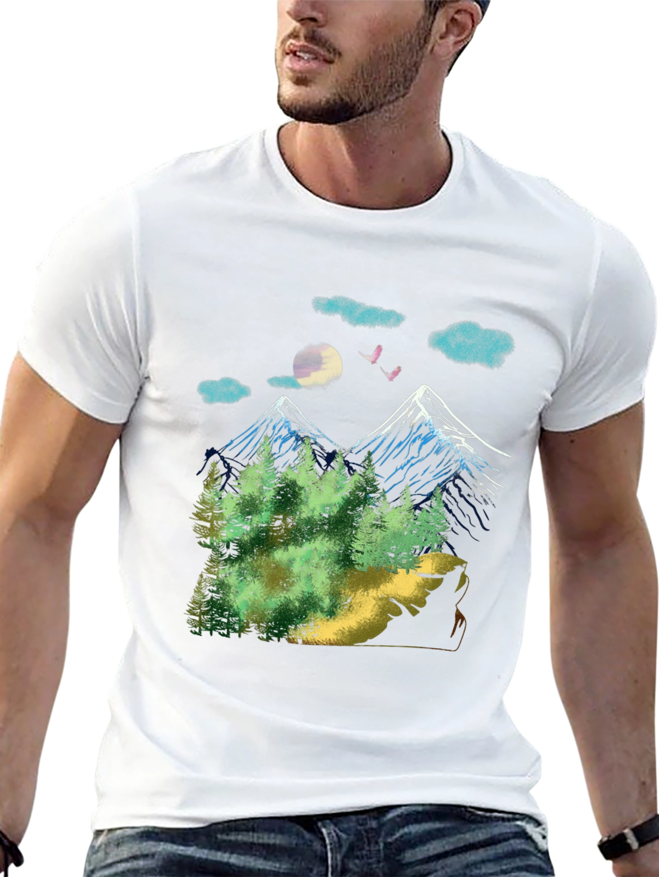 Black Mountain Landscape Graphic T-Shirt view 13