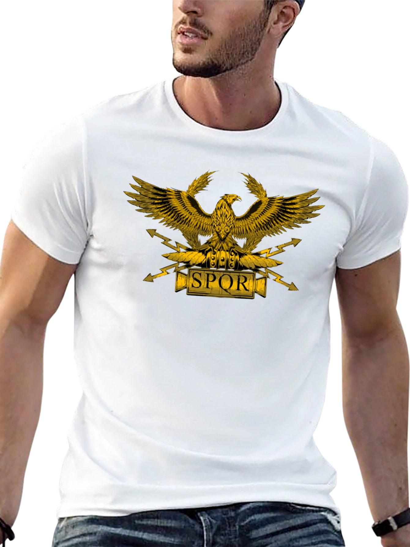 Black SPQR Eagle Graphic T-Shirt - Black view 13
