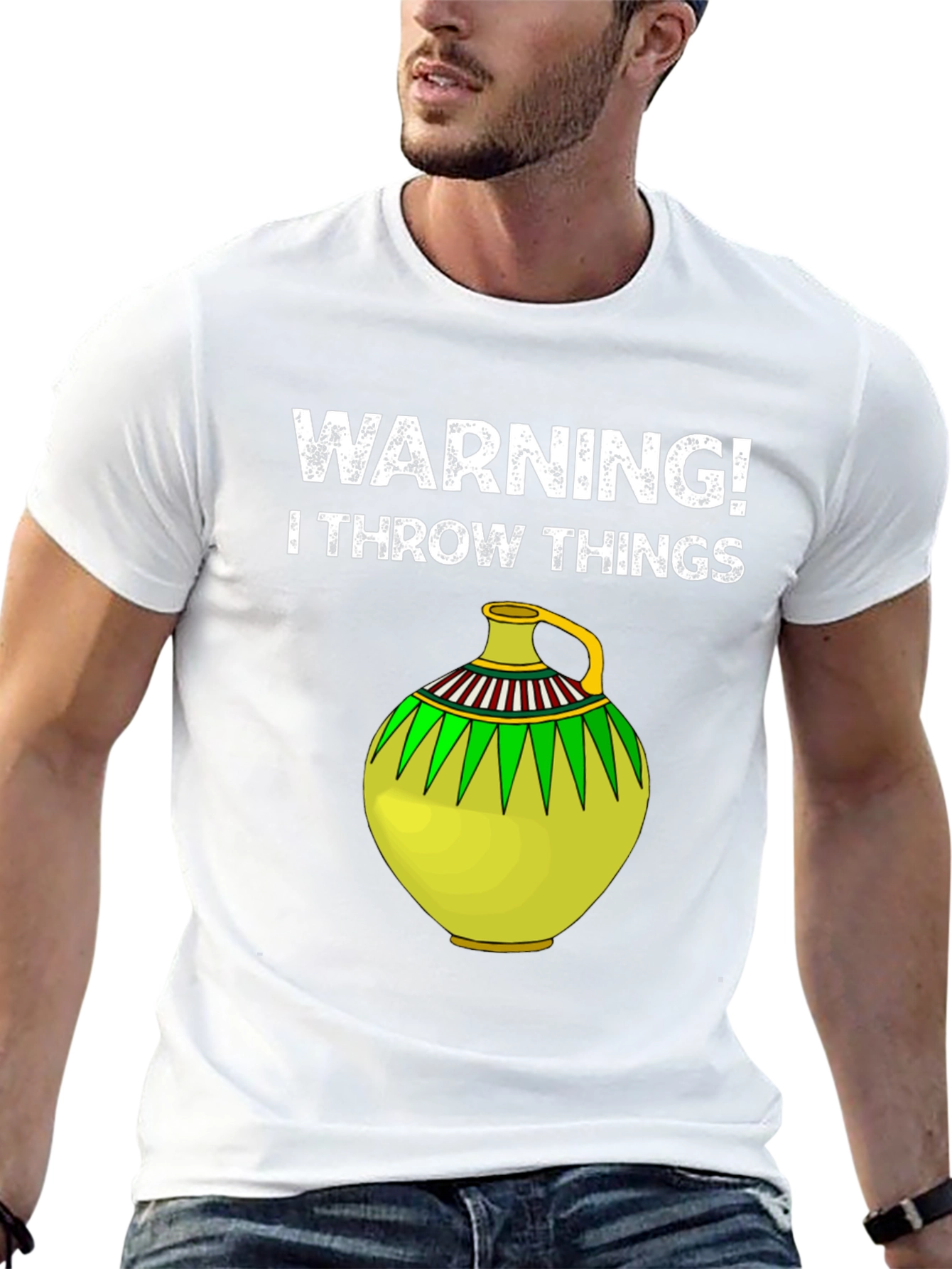 Black Warning! I Throw Things - Novelty Graphic Tee view 13