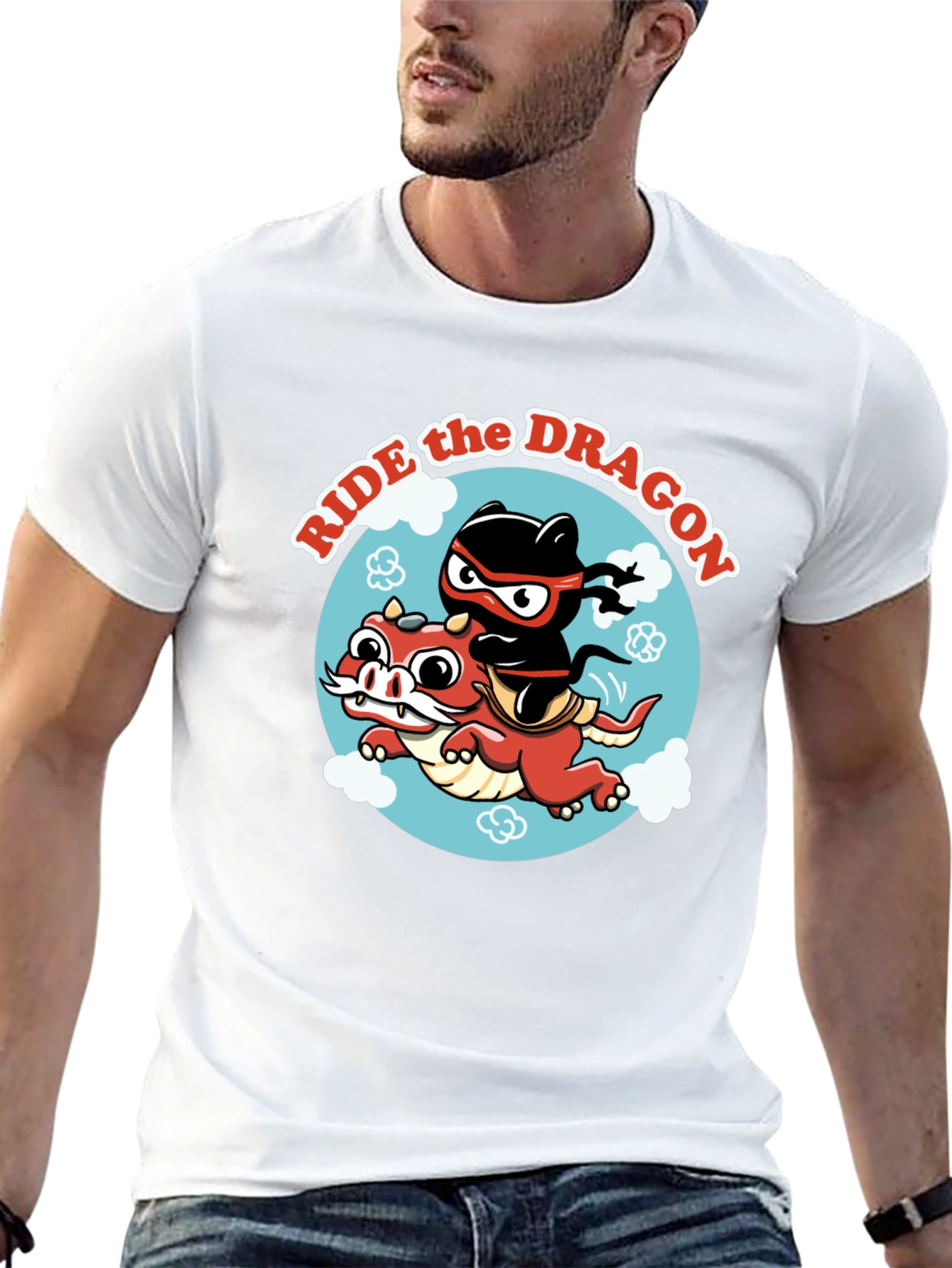 Black Ride the Dragon Graphic T-Shirt - Ninja Style! view 13