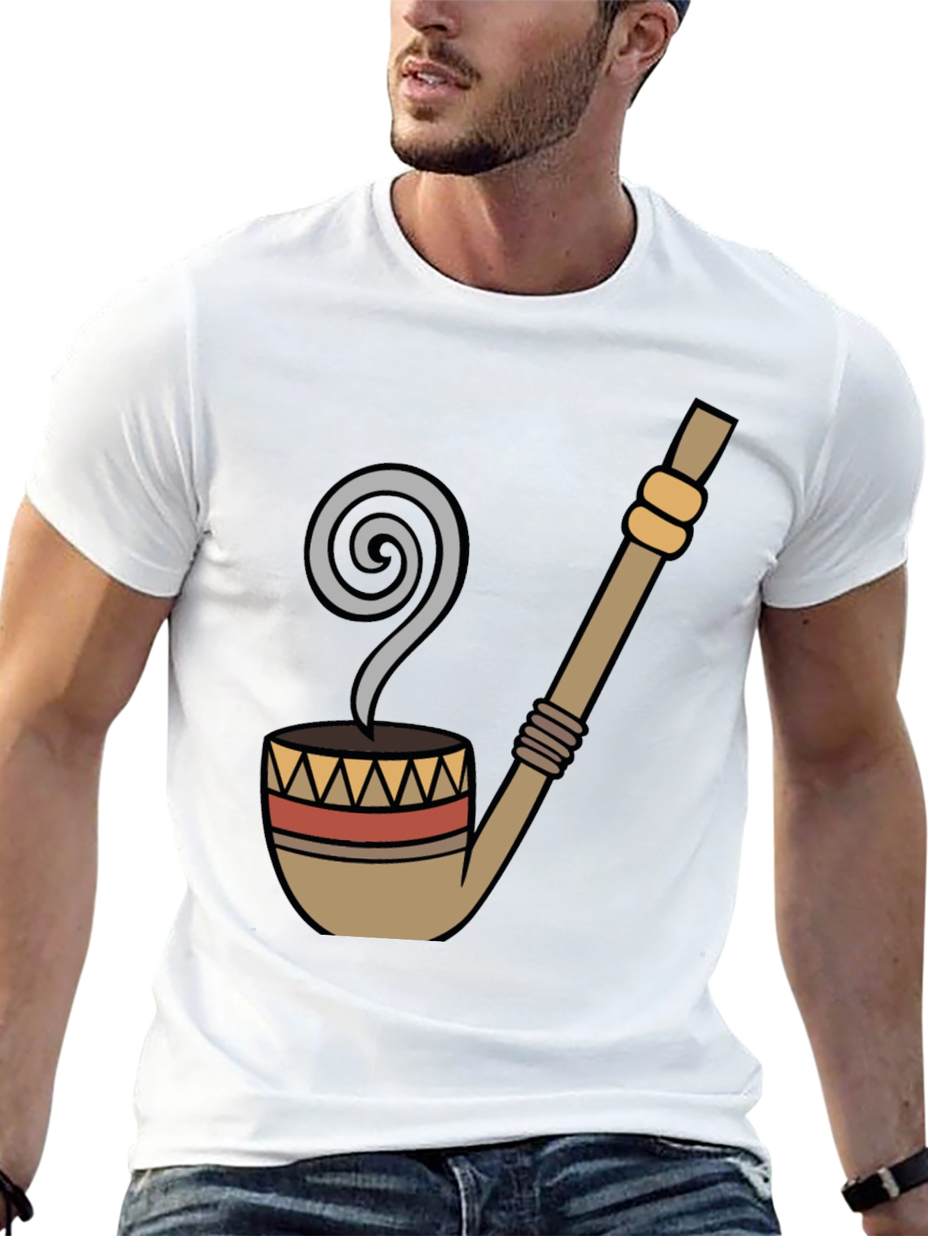 Black Novelty Pipe Graphic Tee - Black Cotton T-Shirt view 13