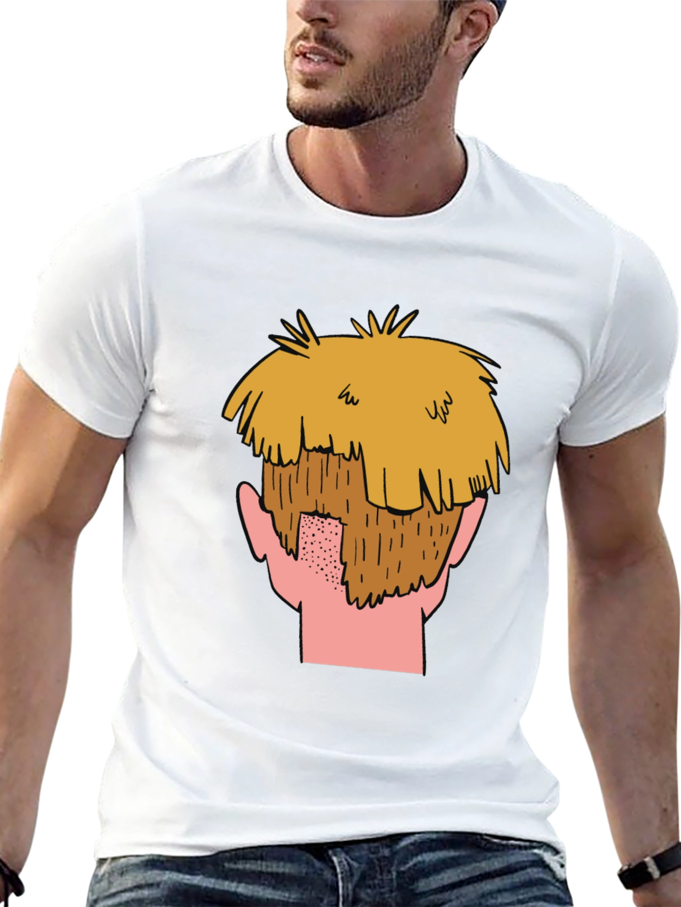 Black Cartoon Beard Graphic T-Shirt view 13