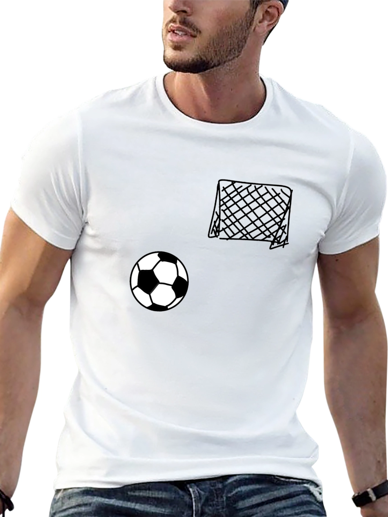 Black Soccer Goal & Ball Graphic Tee - Casual Black T-Shirt view 13