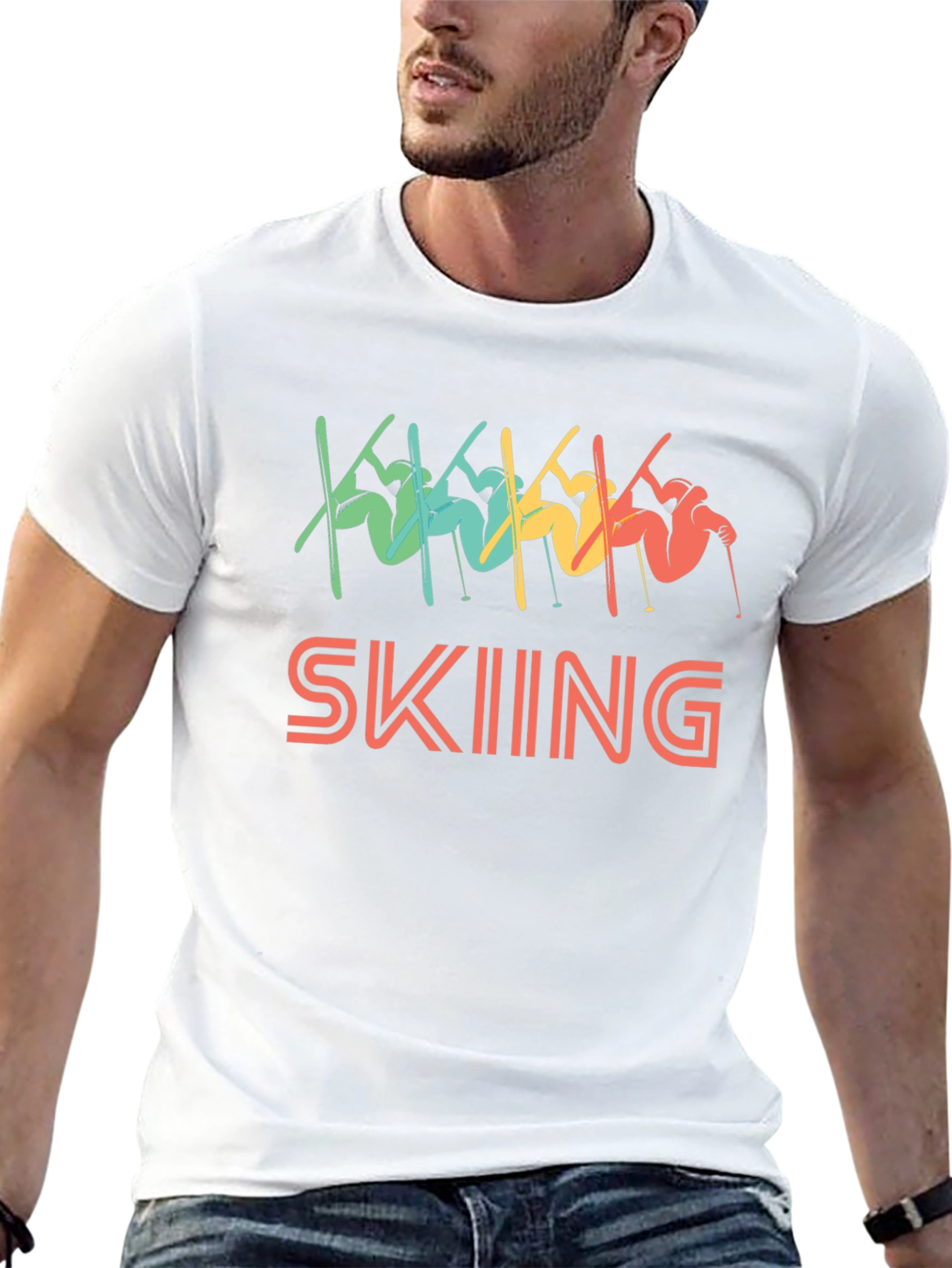 Black Retro Skiing Graphic T-Shirt view 13