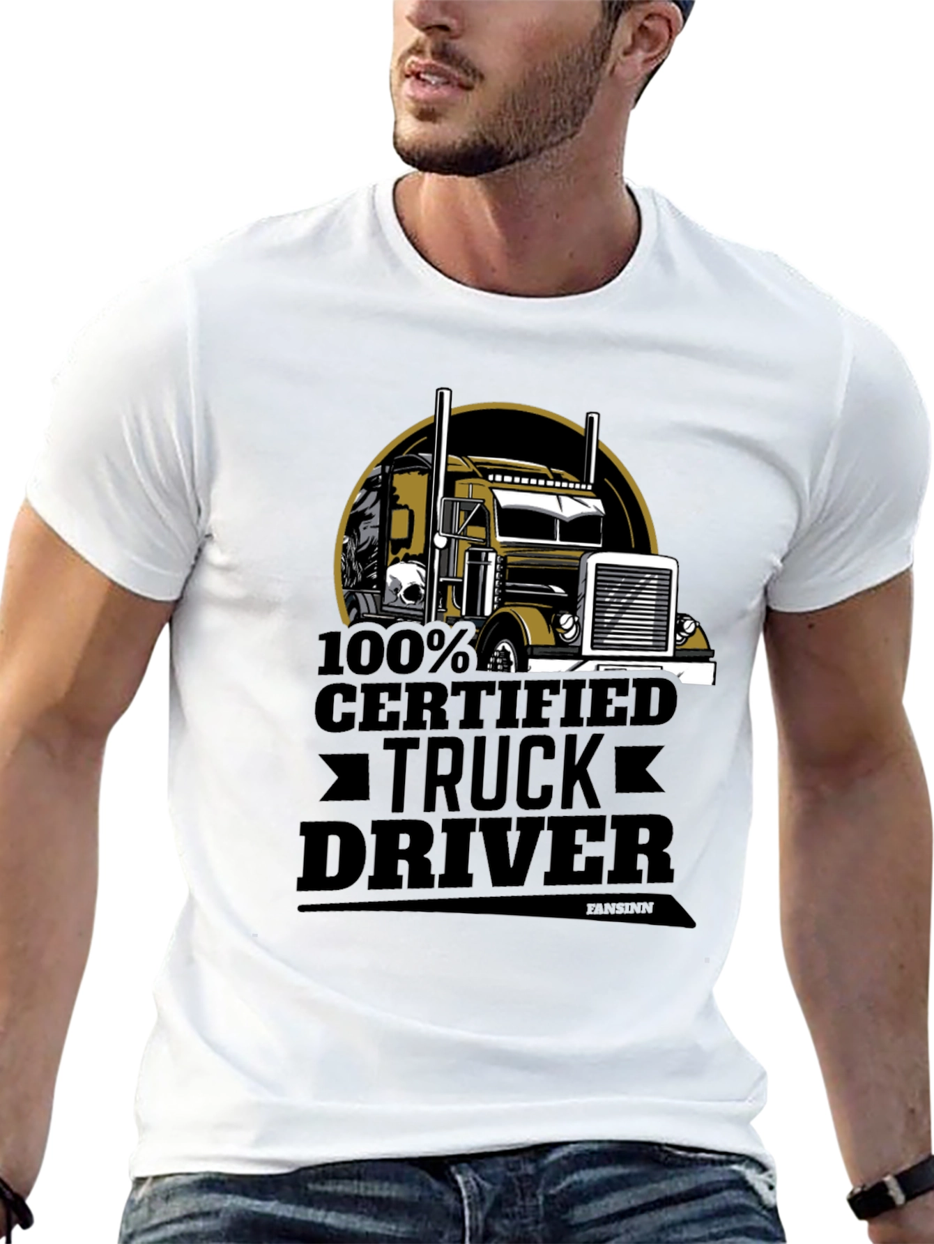 Black 100% Certified Truck Driver Black T-Shirt view 13