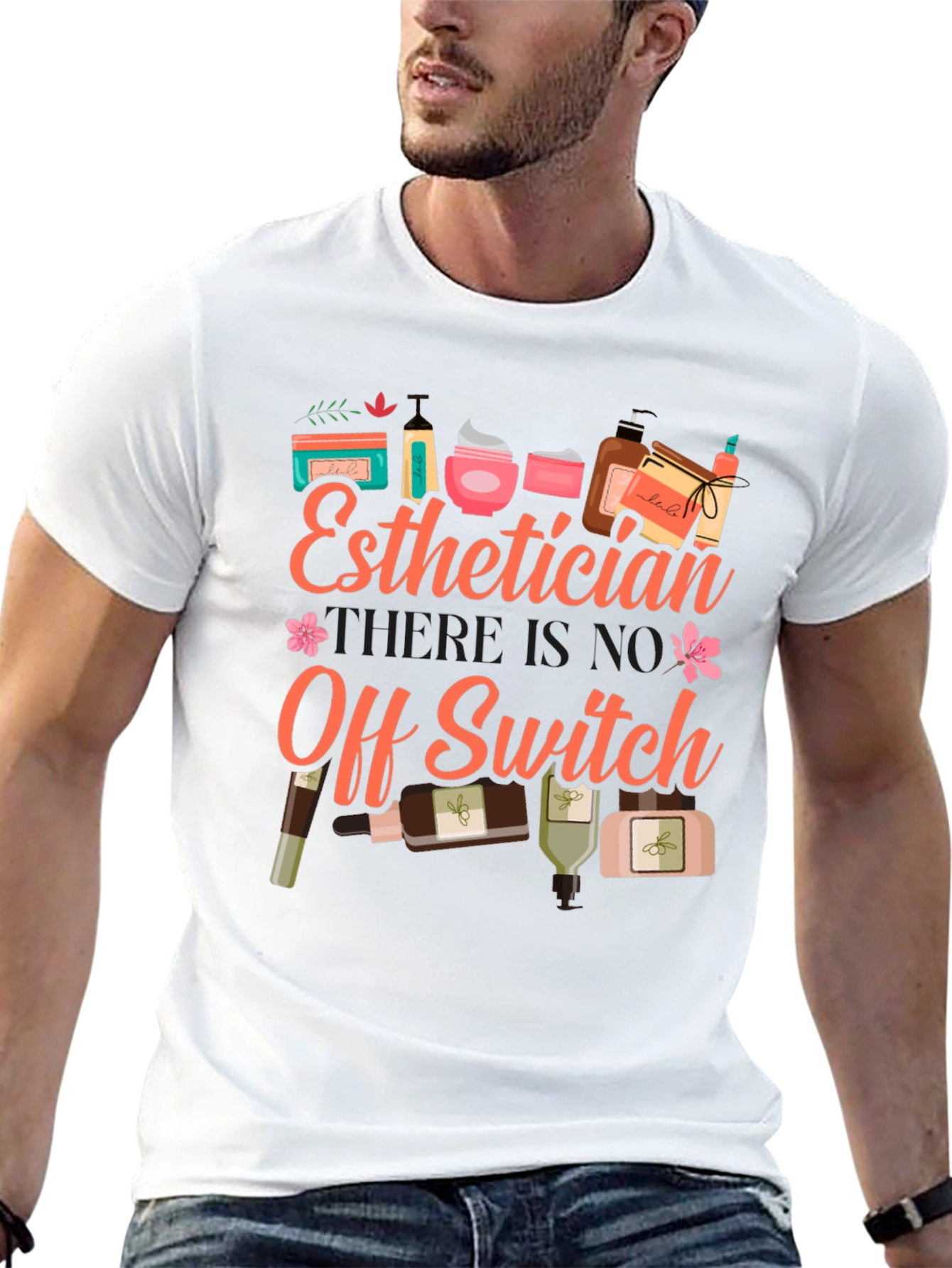 Black Esthetician T-Shirt: No Off Switch, Beauty Pro Tee view 13