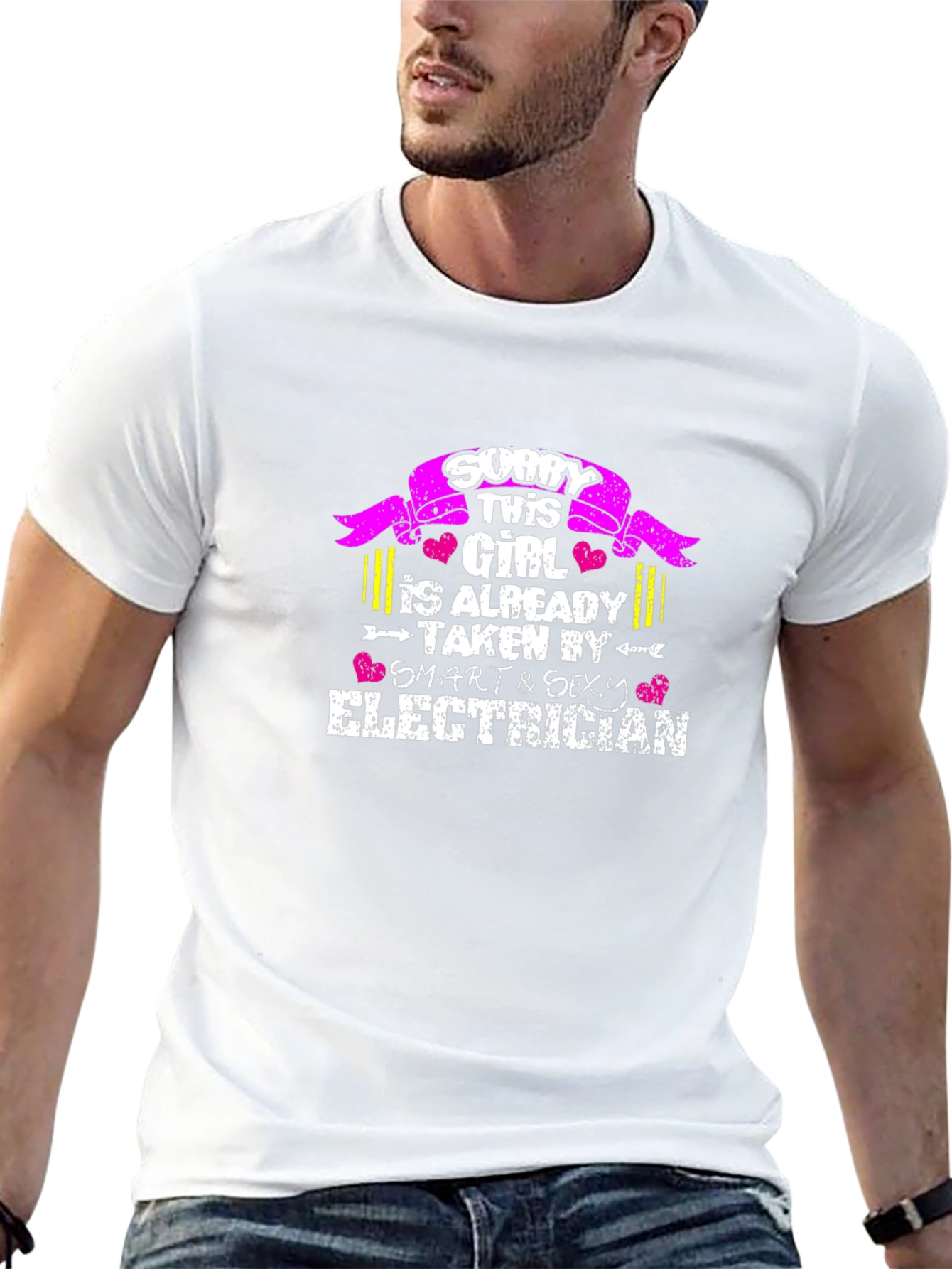 Black Sorry This Girl Is Taken By An Electrician Graphic Tee view 13