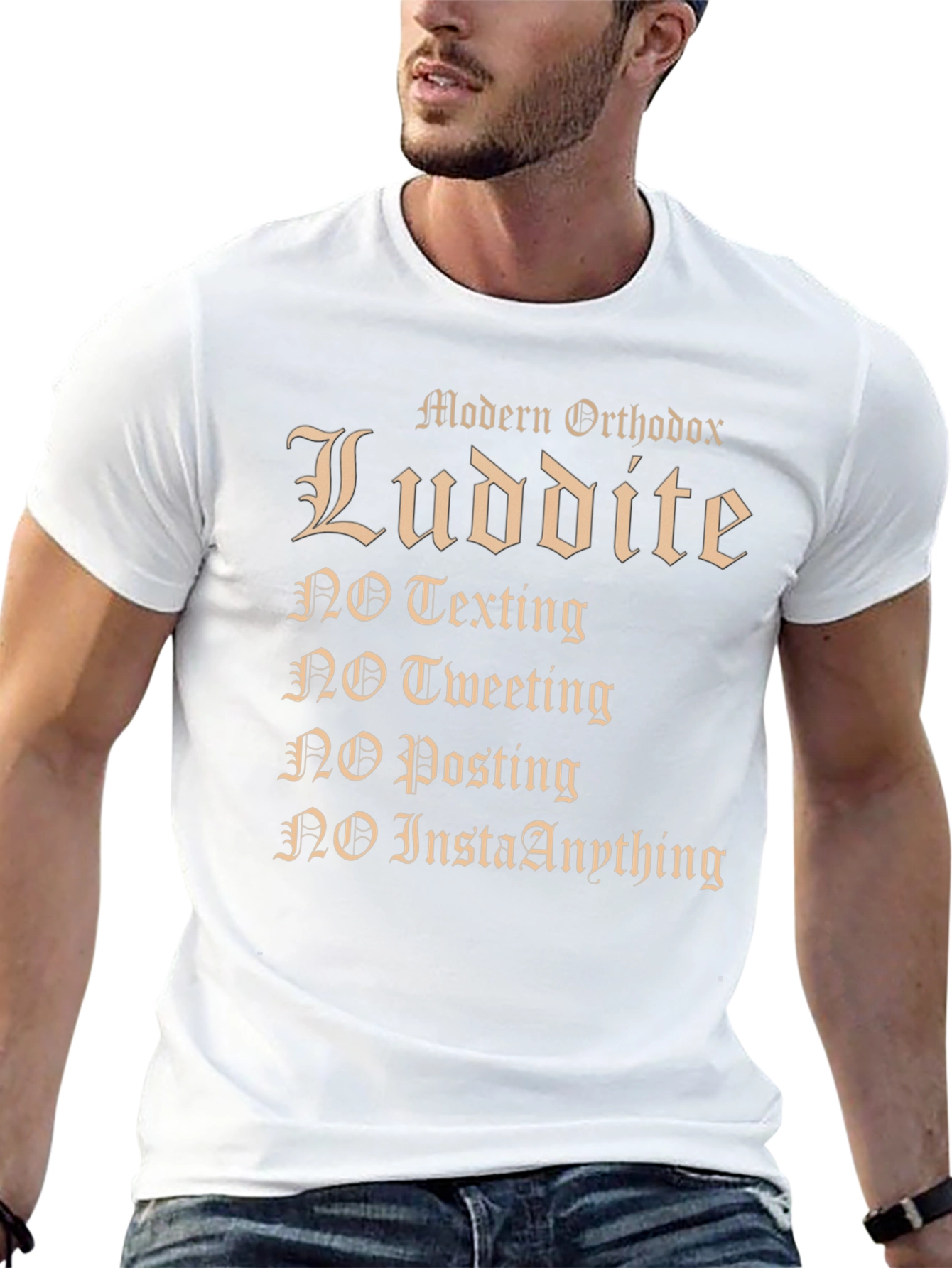 Black Modern Orthodox Luddite Novelty T-Shirt view 13