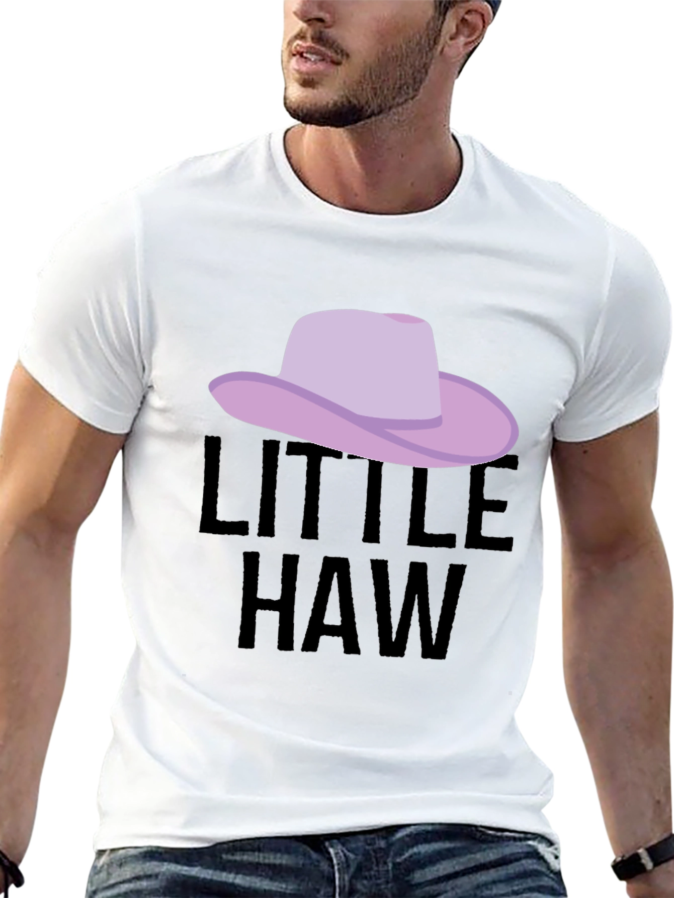 Black Little Haw T-Shirt - Novelty Cowboy Hat Tee view 13