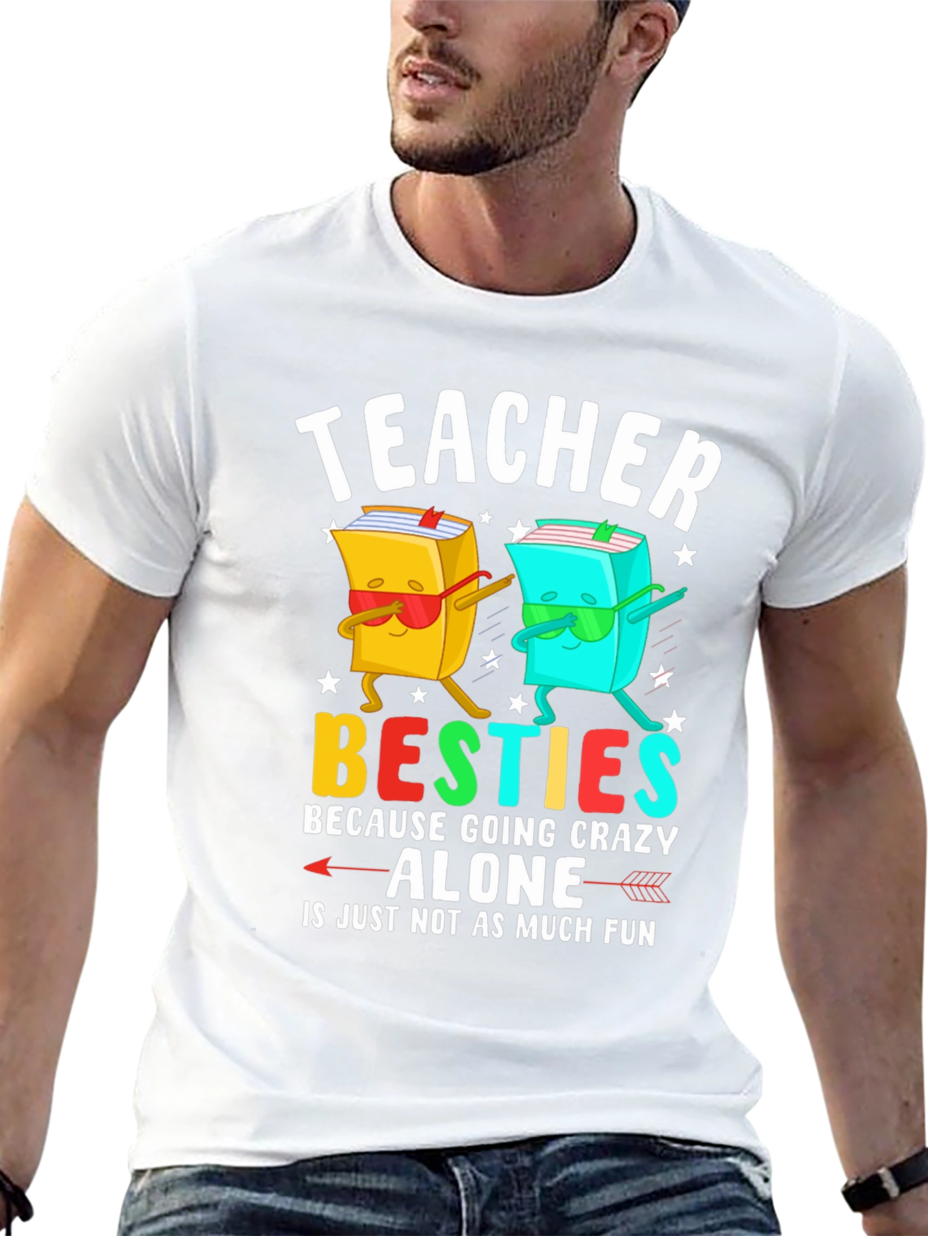 Black Teacher Besties T-Shirt Funny Teacher Gift view 13
