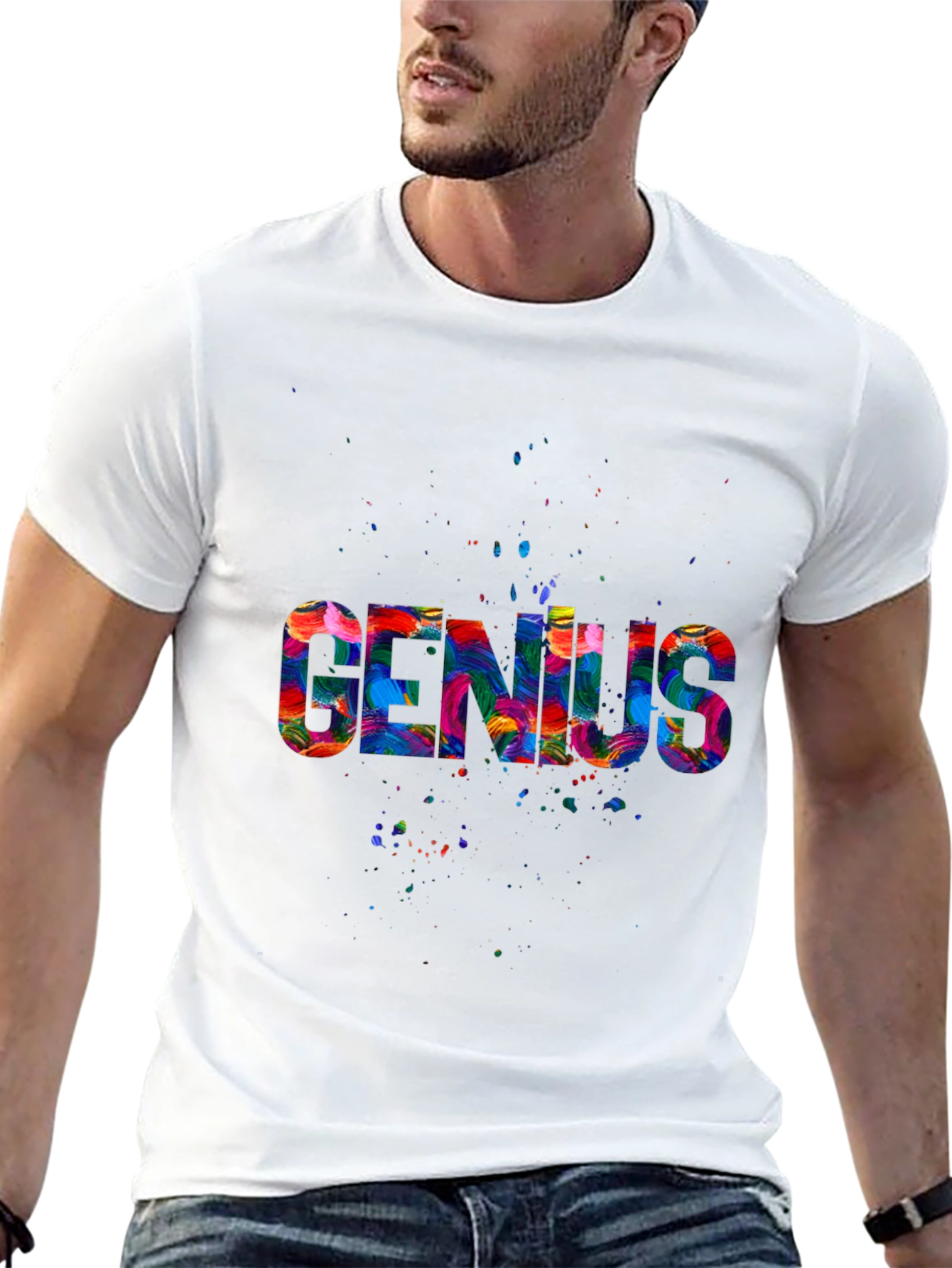 Black Colorful Genius Graphic Black Tee view 13