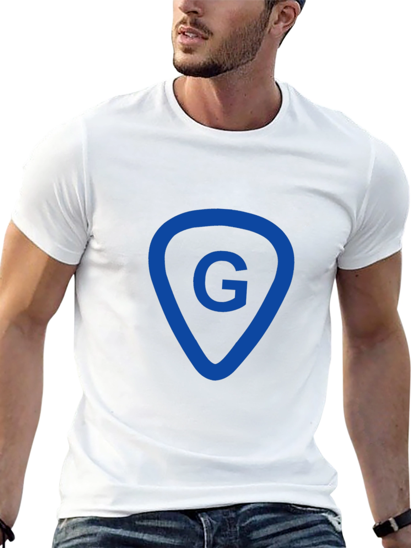 Black Guitarist 'G' Pick T-Shirt - Cool Music Tee view 13