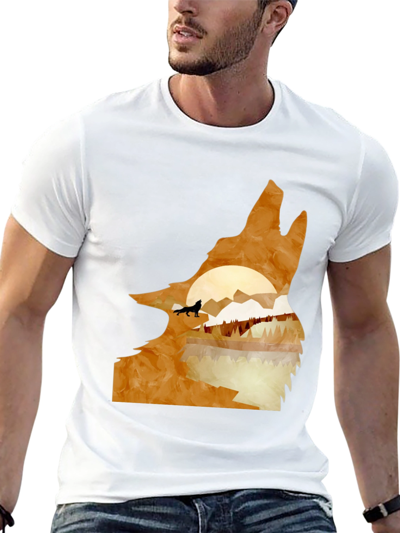 Black Wolf Silhouette Graphic Tee - Nature Inspired Design view 13