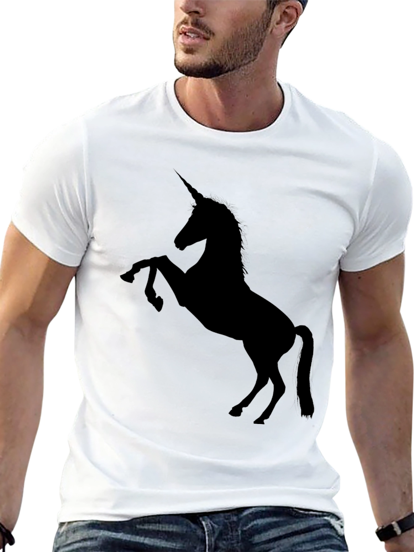 Black Unicorn Silhouette Tee - Black Graphic T-Shirt view 13