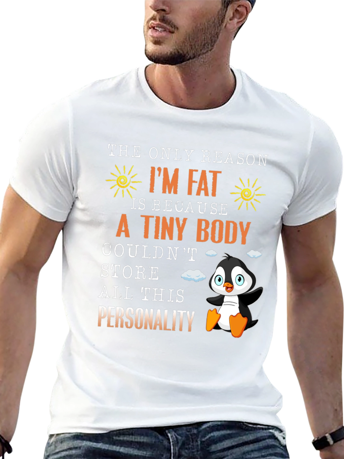 Black Funny I'm Fat Penguin T-Shirt - Personality view 13