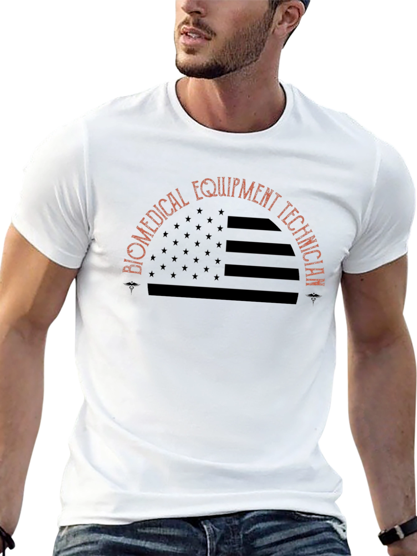 Black Biomedical Equipment Technician Flag T-Shirt view 13