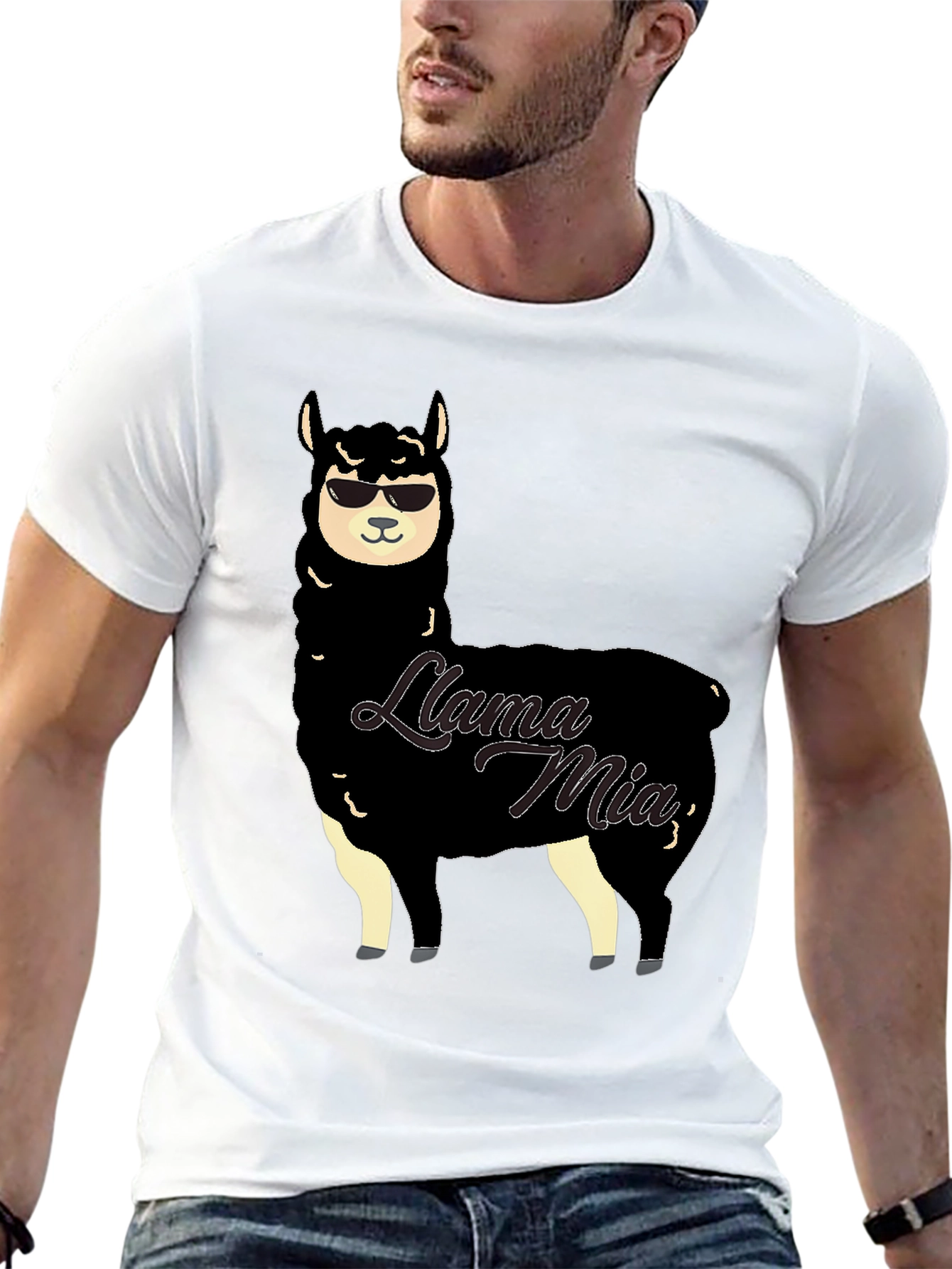 Black Cool Llama Mia T-Shirt view 13