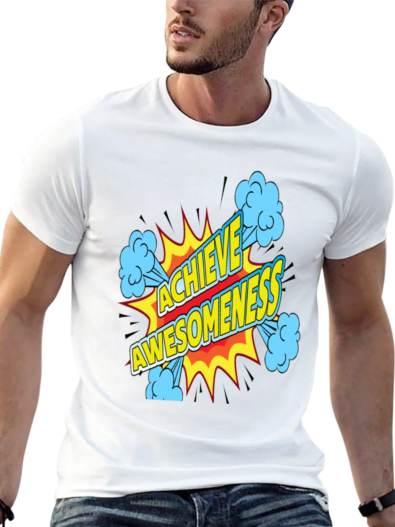 Black Achieve Awesomeness Graphic Black T-Shirt view 13