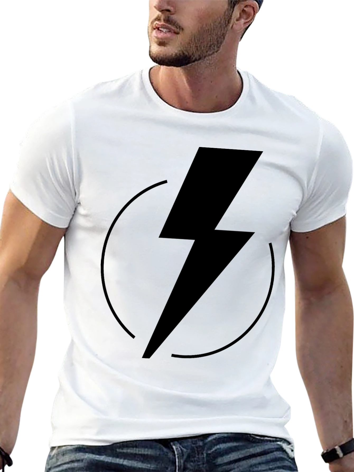Black Lightning Bolt Graphic Tee - Modern Black T-Shirt view 13