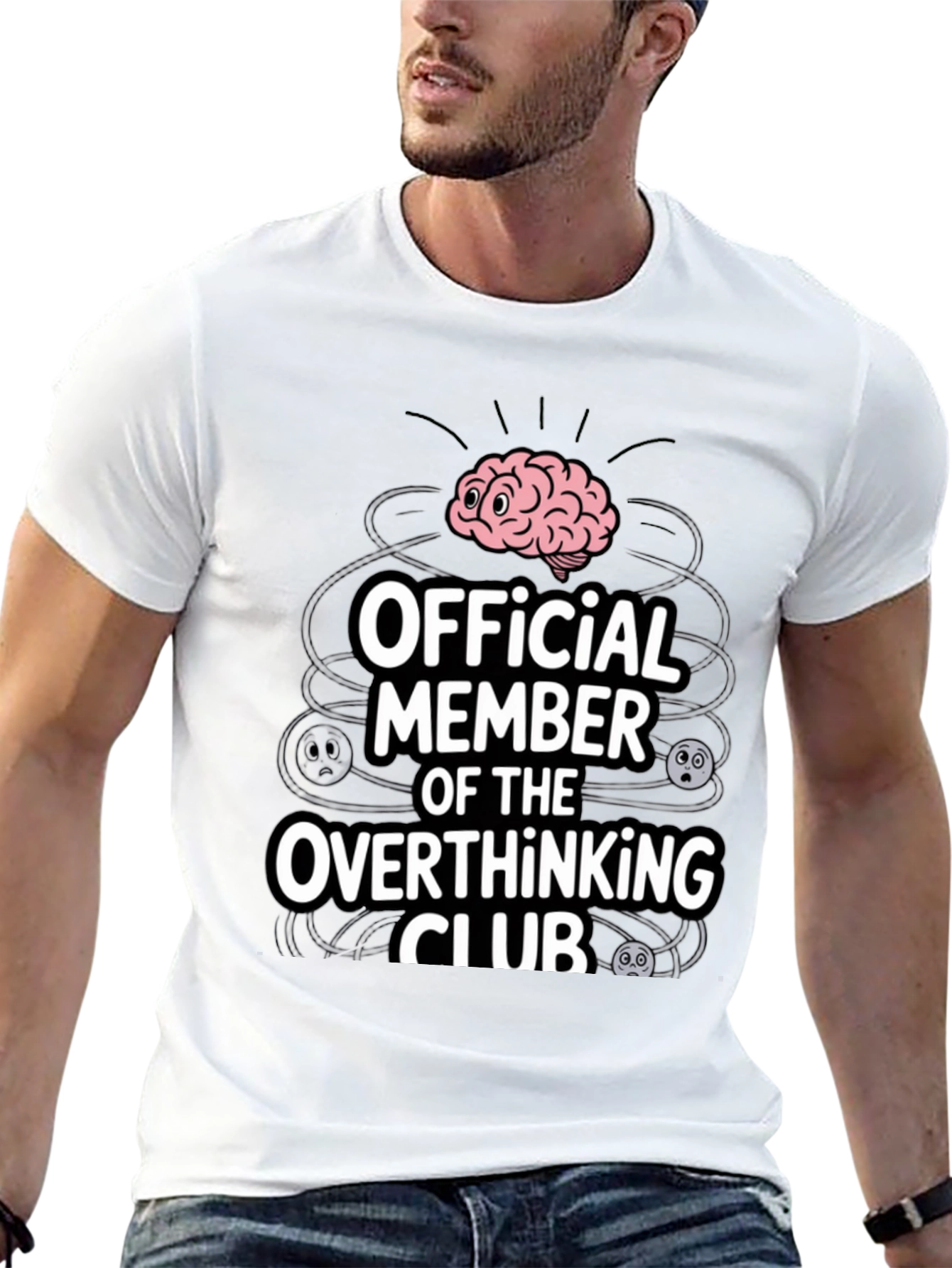 Black Overthinking Club T-Shirt - Funny Mental Health Tee view 13