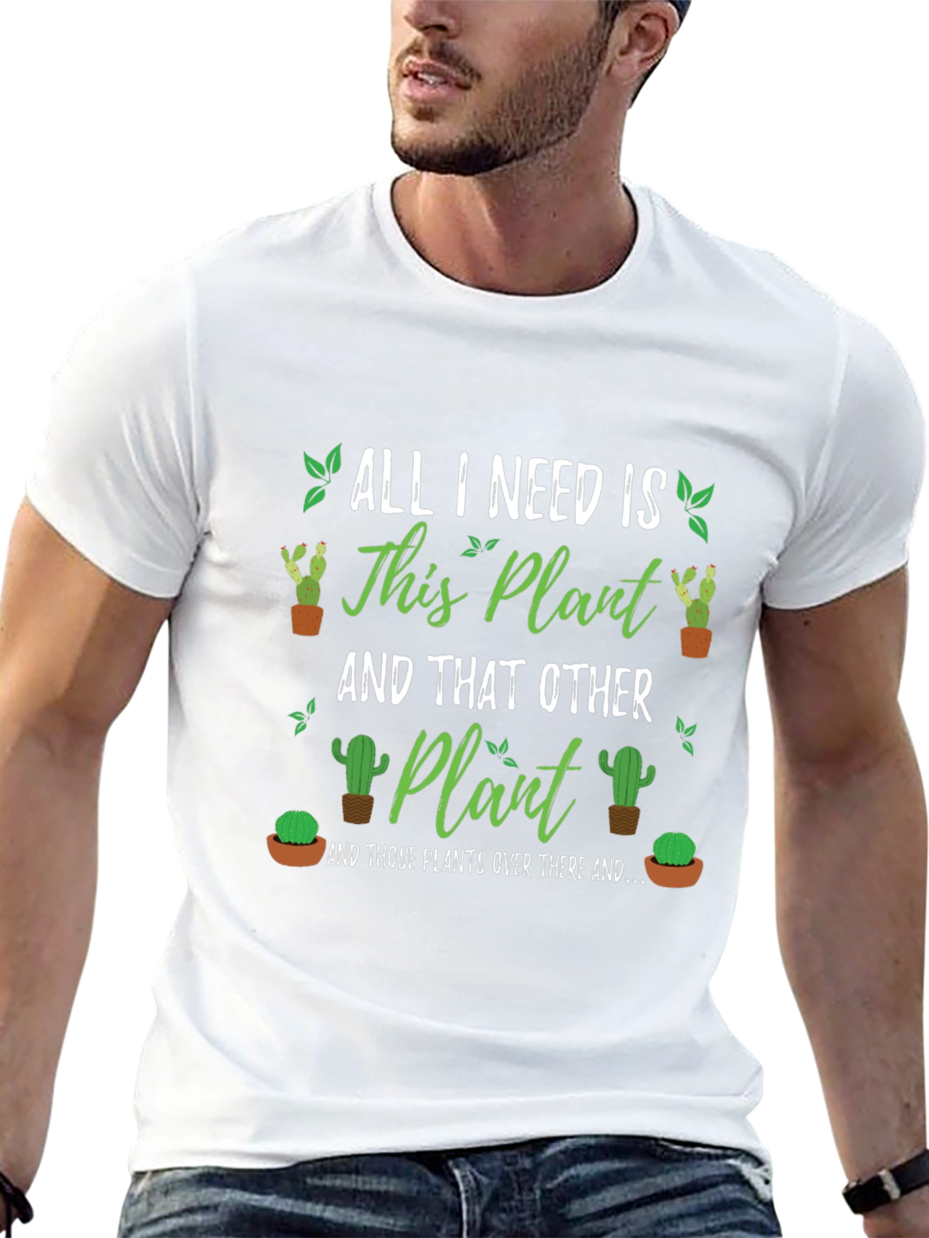 Black Plant Lover T-Shirt - "All I Need Is Plants" Design view 13