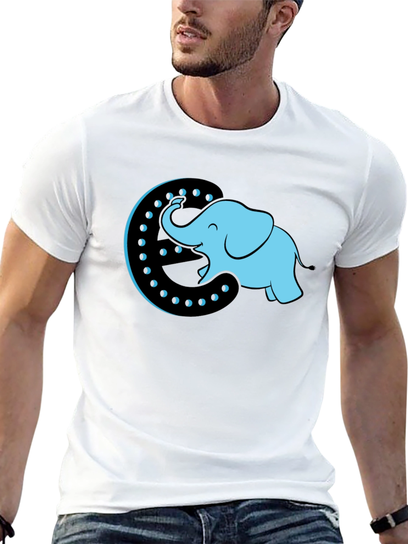 Black Elephant Moon Graphic Tee - Black Cotton T-Shirt view 13