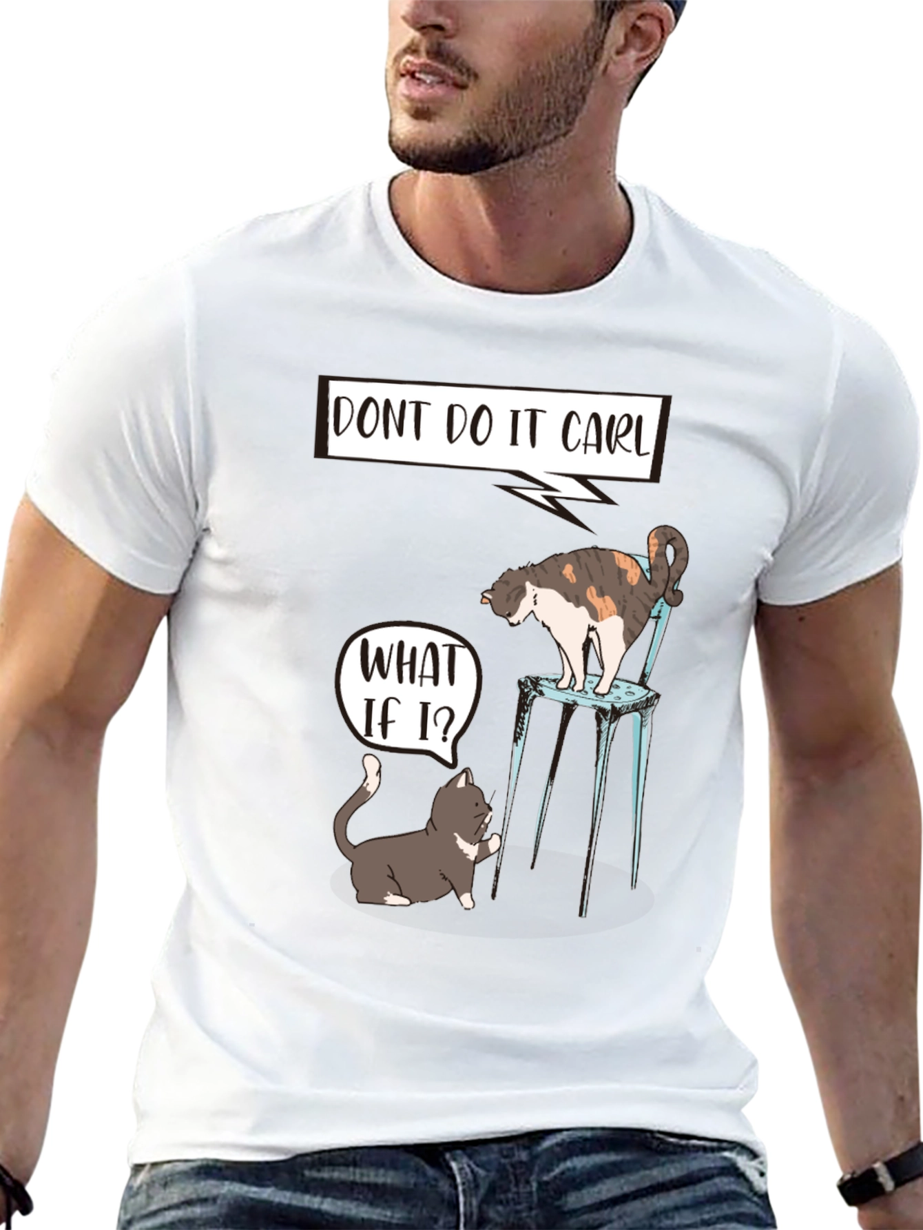 Black Funny Cat "Don't Do It Carl" Graphic Tee view 13