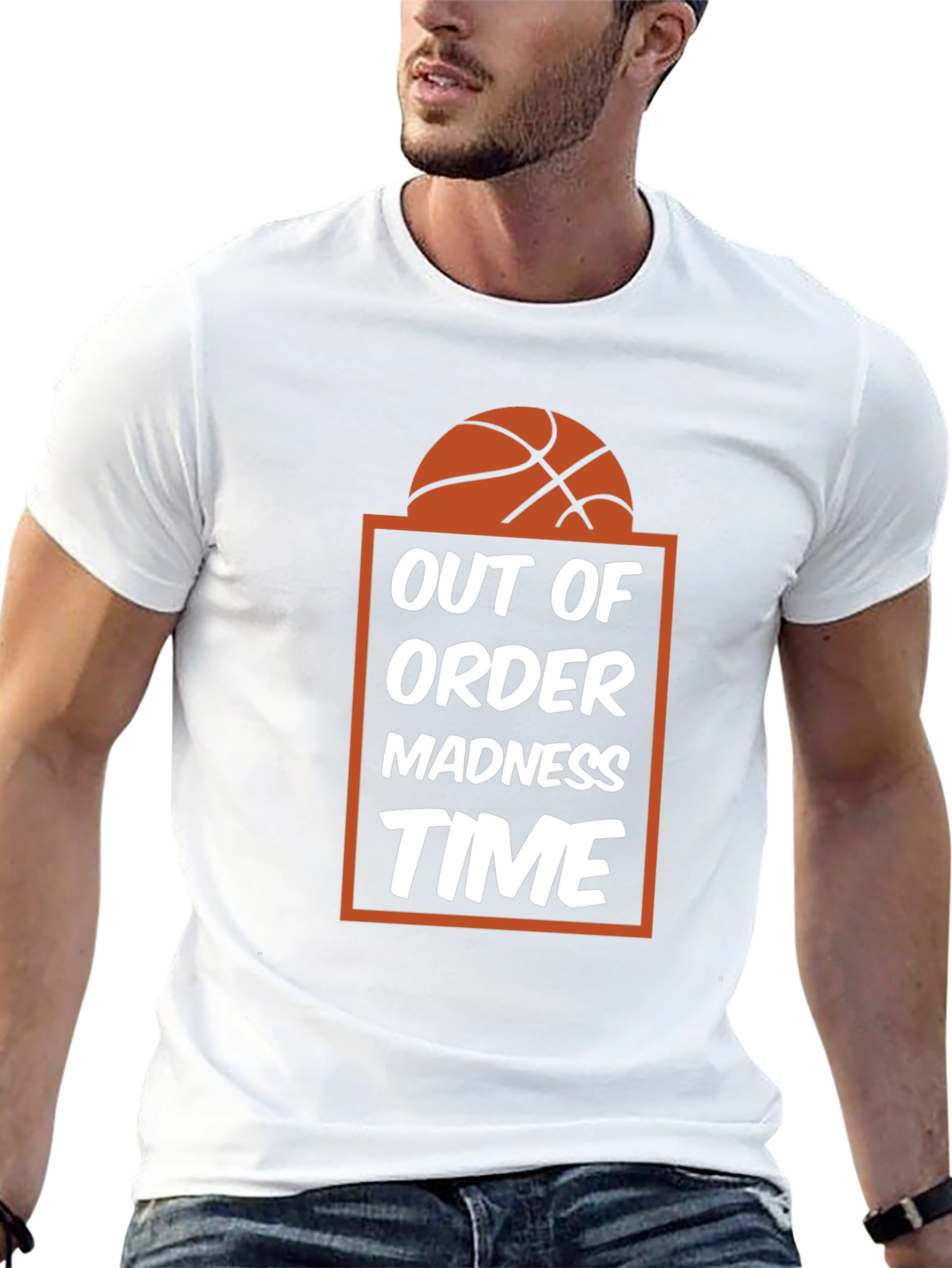 Black Out of Order Madness Time Basketball T-Shirt view 13