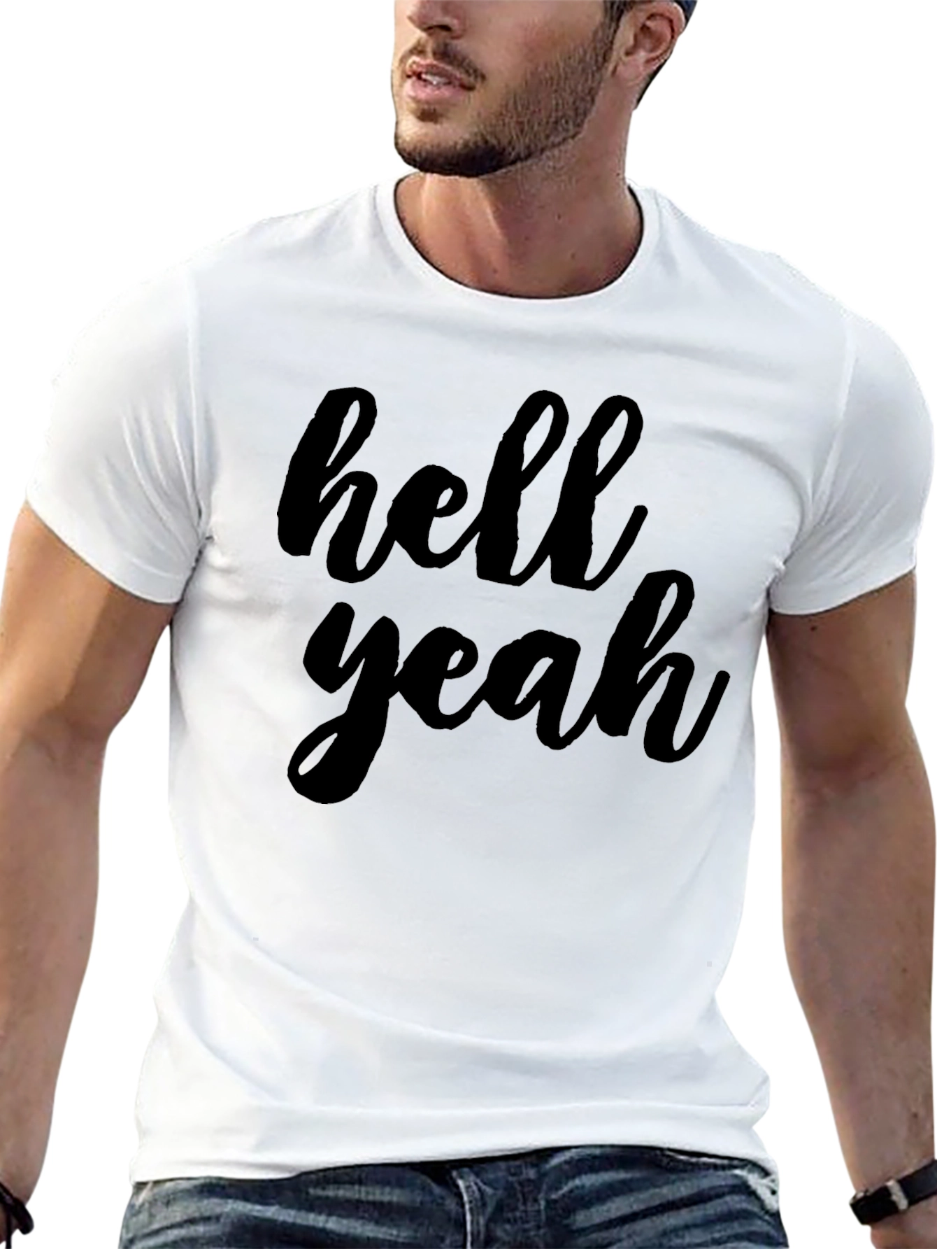 Black Hell Yeah Graphic Tee - Mens Crew Neck T-Shirt view 13