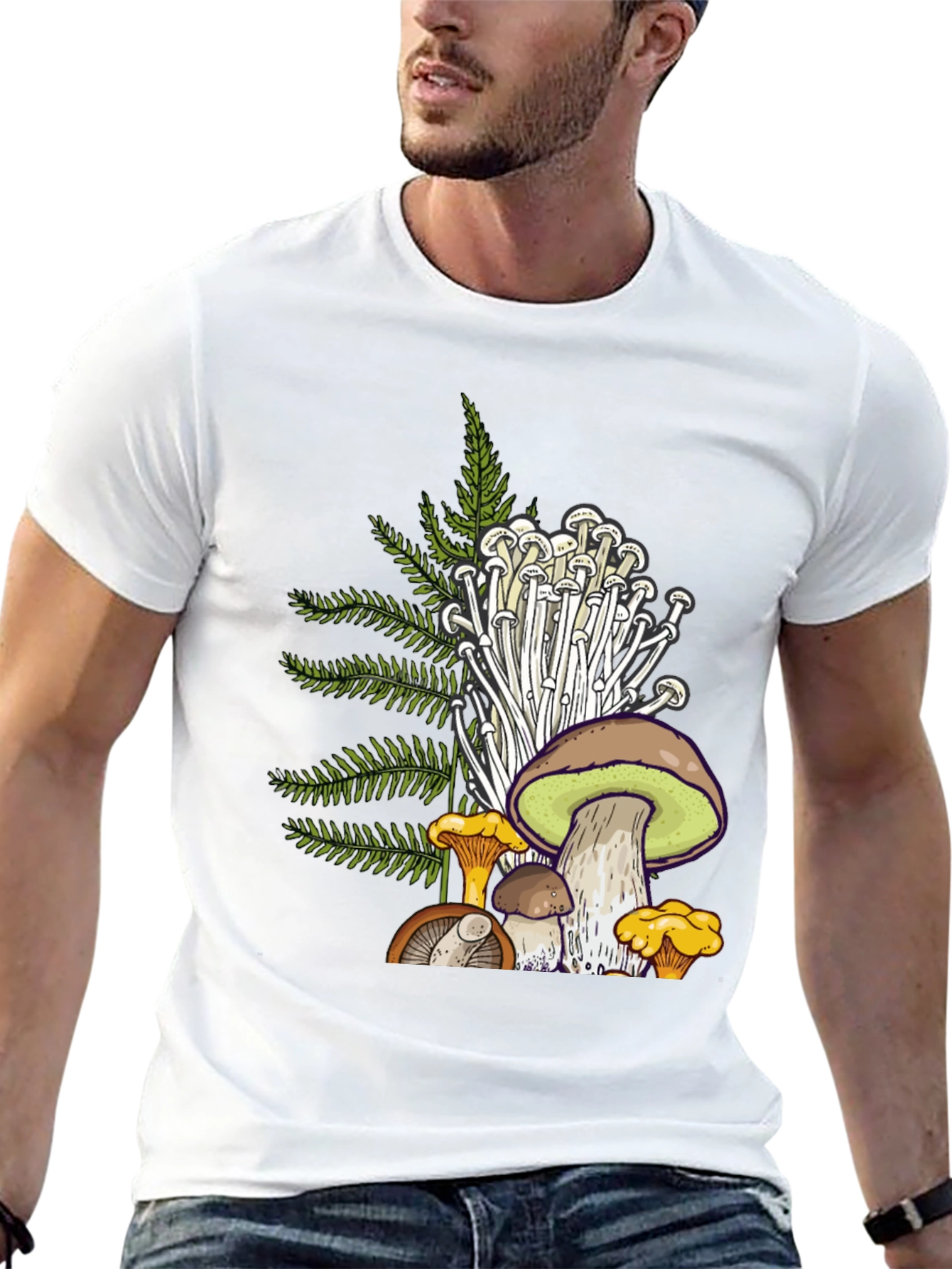 Black Mushroom Graphic T-Shirt - Nature Inspired Tee view 13