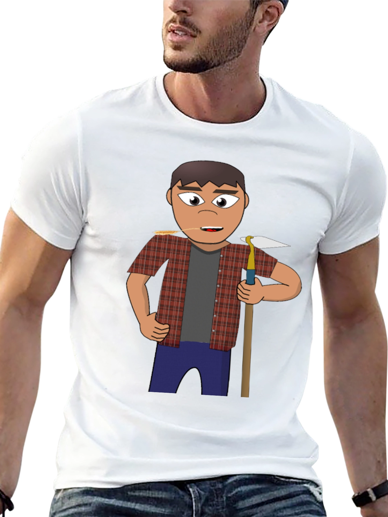 Black Cartoon Farmer Graphic Tee - Black view 13