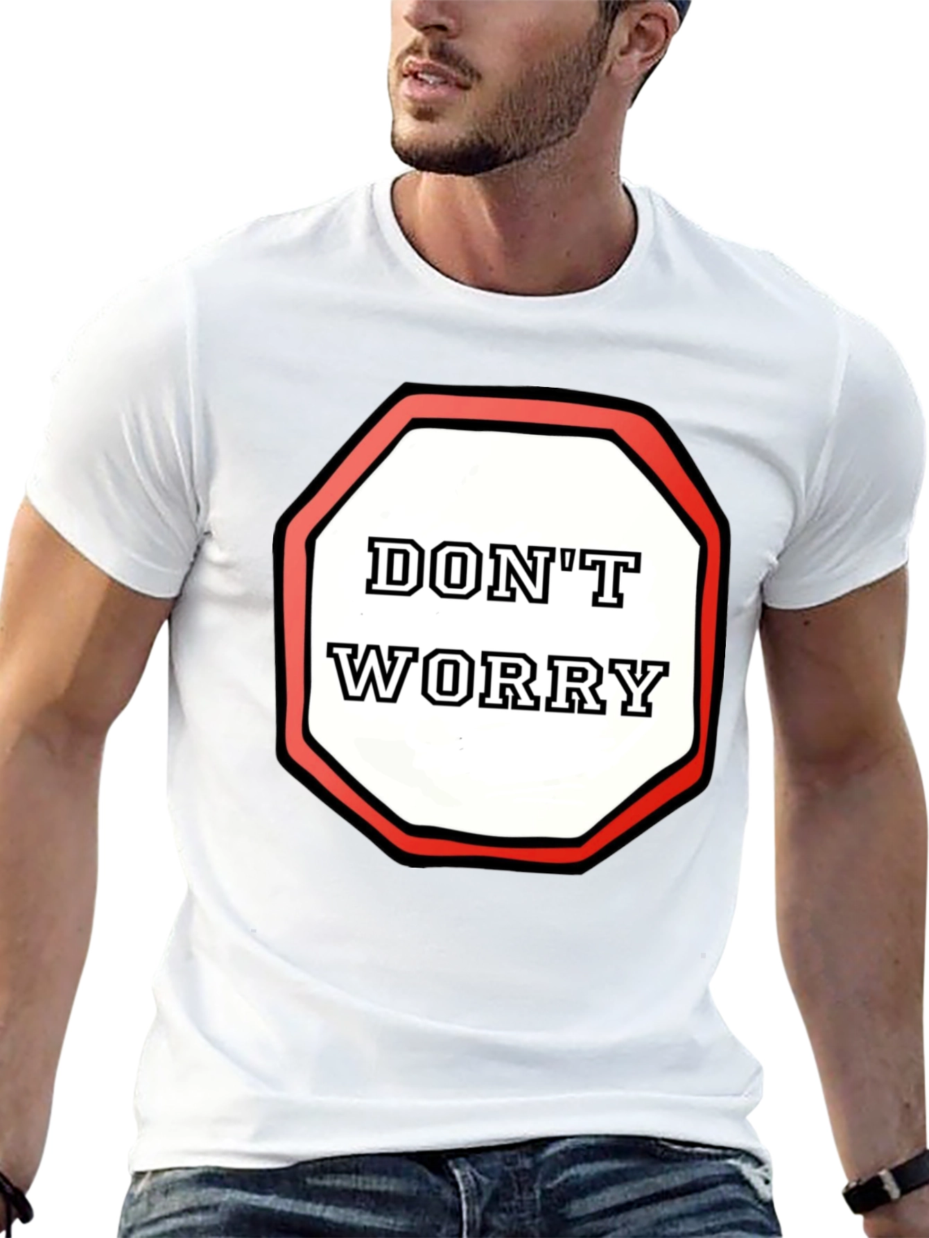 Black Don't Worry Graphic Tee - Black Cotton Comfort view 13