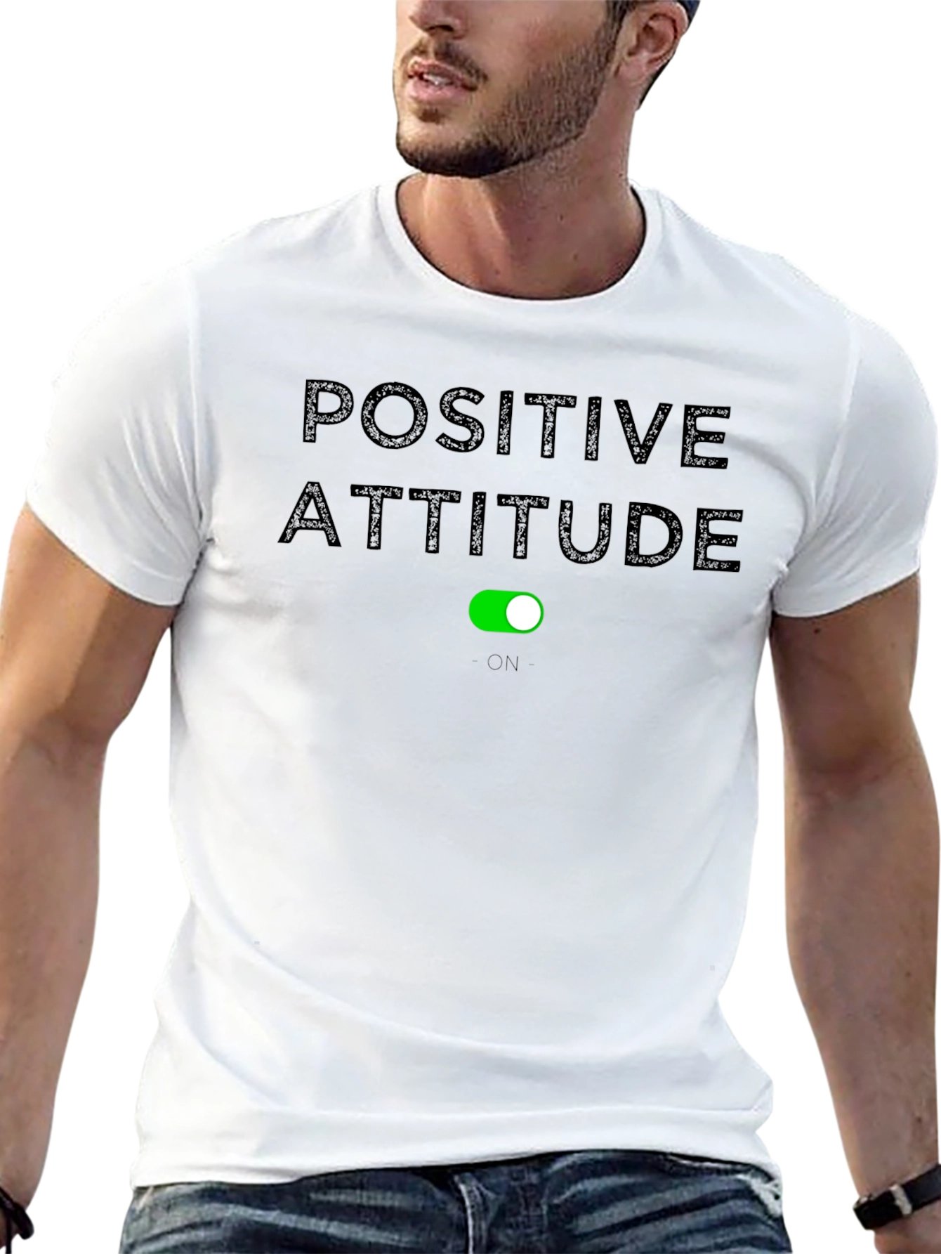 Black Positive Attitude On Graphic T-Shirt view 13
