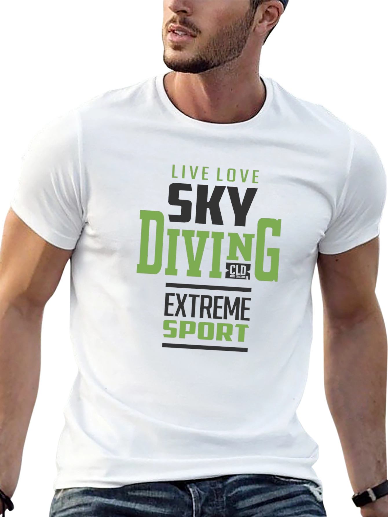 Black Sky Diving Extreme Sport Graphic Tee - Black view 13