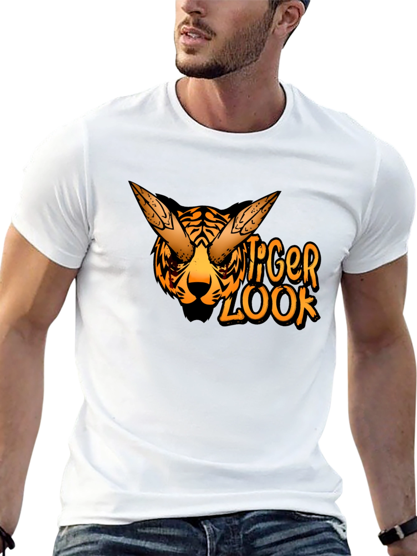 Black Tiger Look Graphic Tee - Cool Animal Design view 13