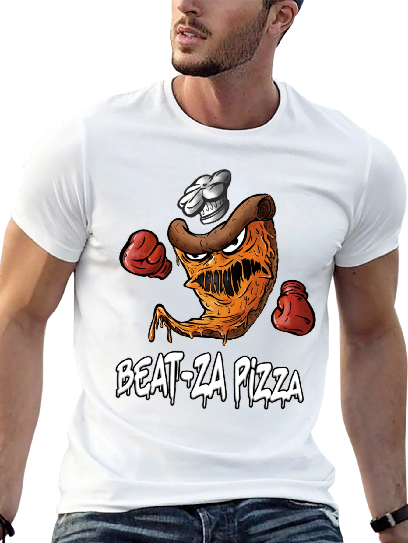 Black Beat-Za Pizza Graphic T-Shirt view 13