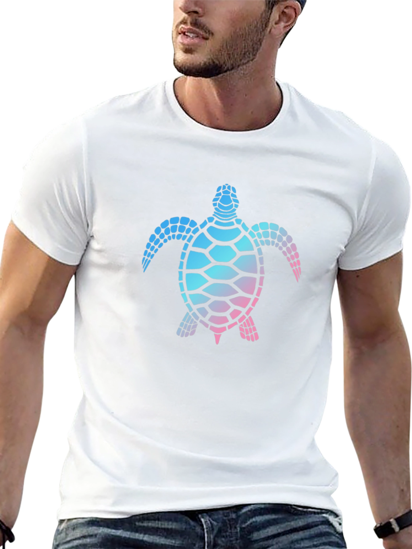Black Sea Turtle Graphic Tee - Black Cotton T-Shirt view 13