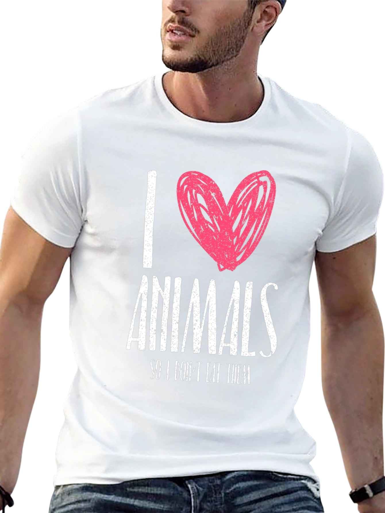 Black I Love Animals T-Shirt - Vegan Tee view 13