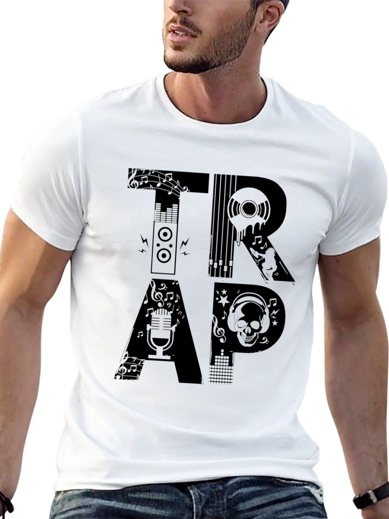 Black Trap Music Graphic Print Black T-Shirt view 13