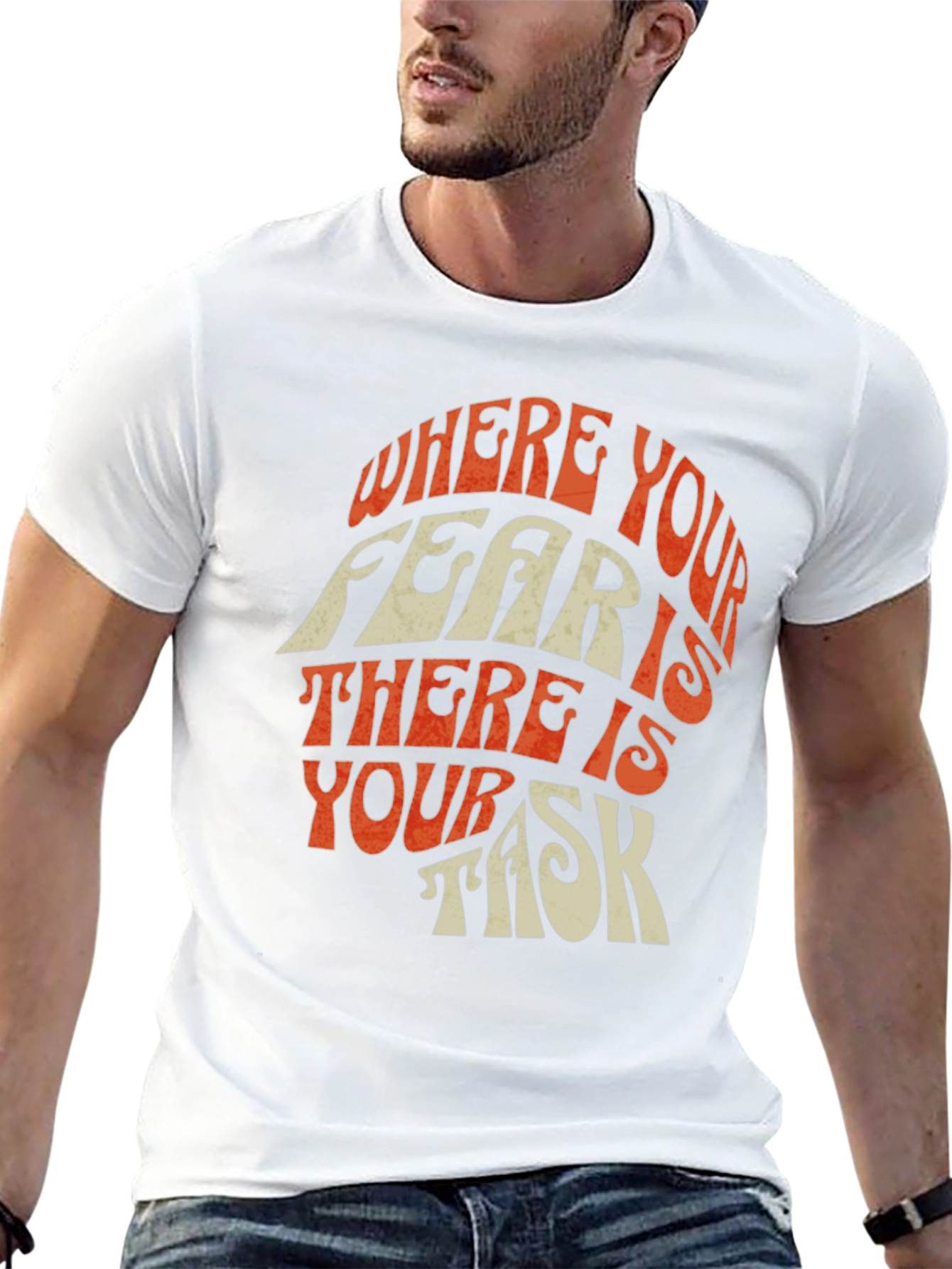 Black Motivational Graphic Tee: Where Your Fear Is view 13