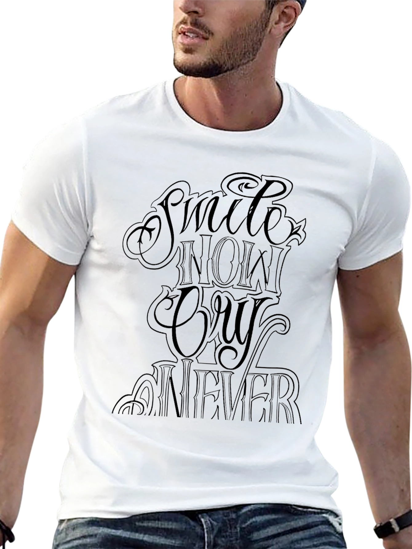 Black Smile Now Cry Never Graphic Tee - Stylish Black T-Shirt view 13