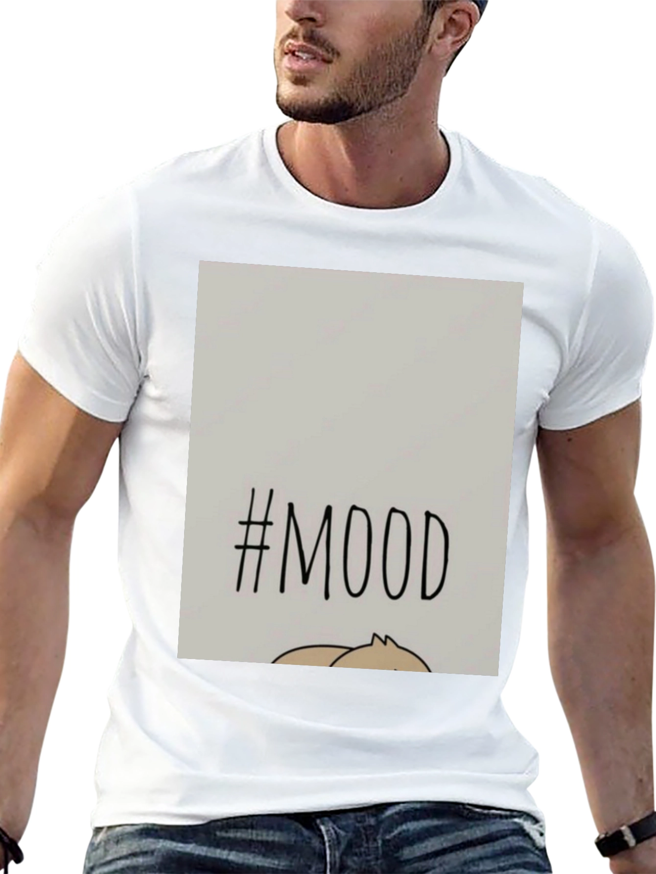 Black #MOOD Graphic Tee - Relaxed Fit, Black Cotton Blend view 13