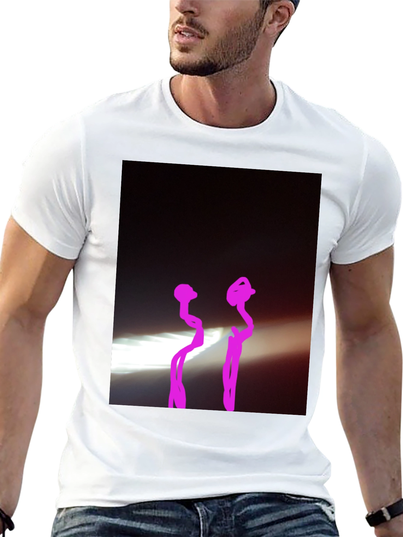 Black Black Graphic Tee with Abstract Design view 13