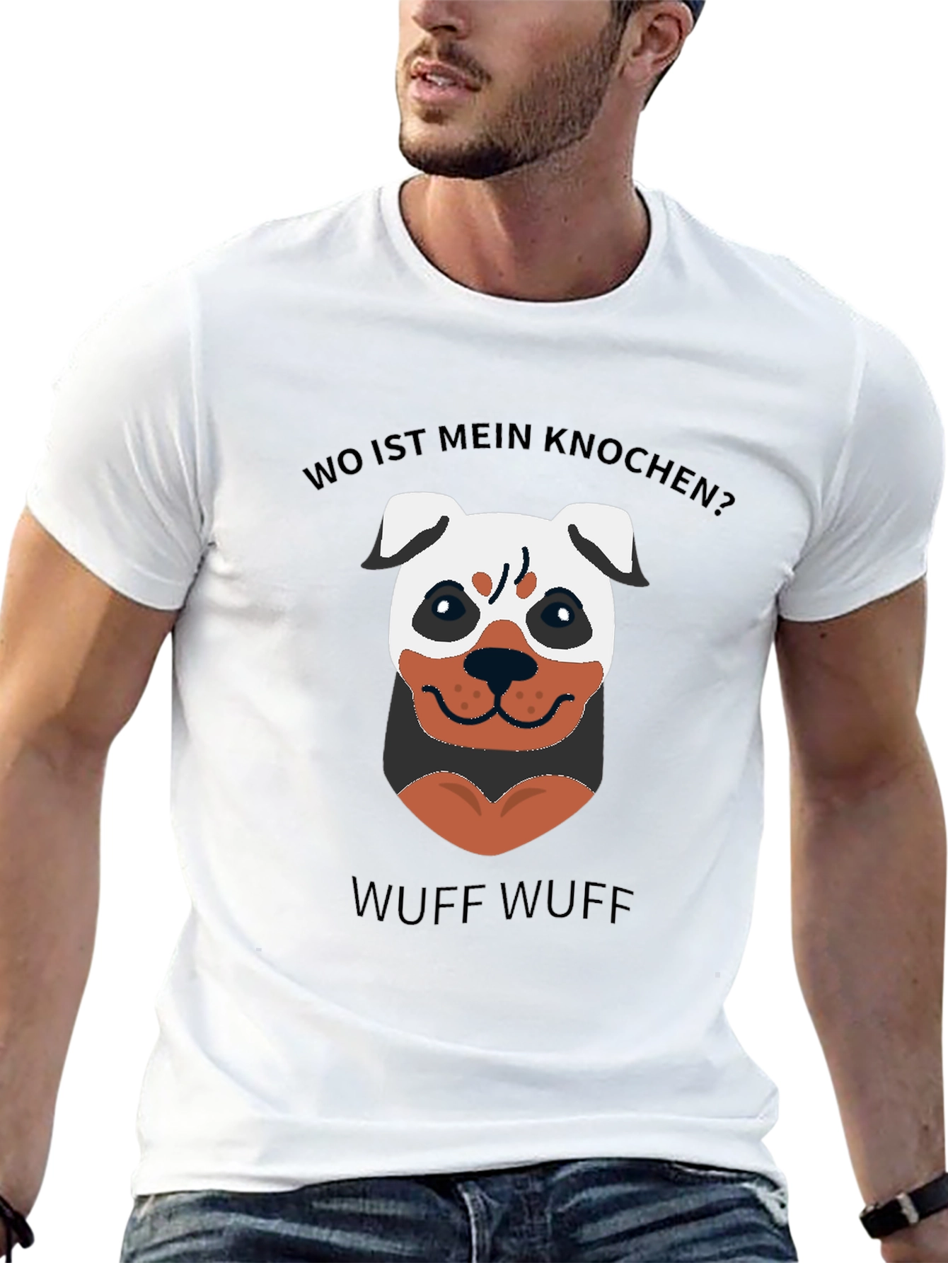 Black Wo Ist Mein Knochen? Funny Dog T-Shirt view 13