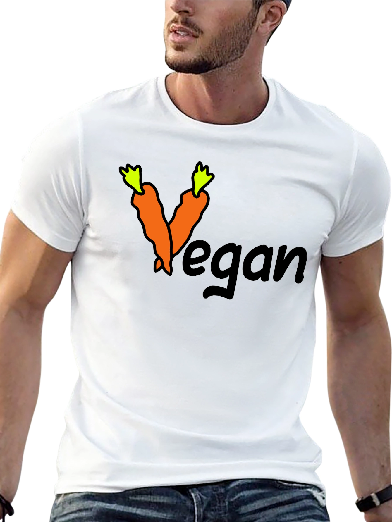 Black Vegan Carrot Graphic Black T-Shirt view 13