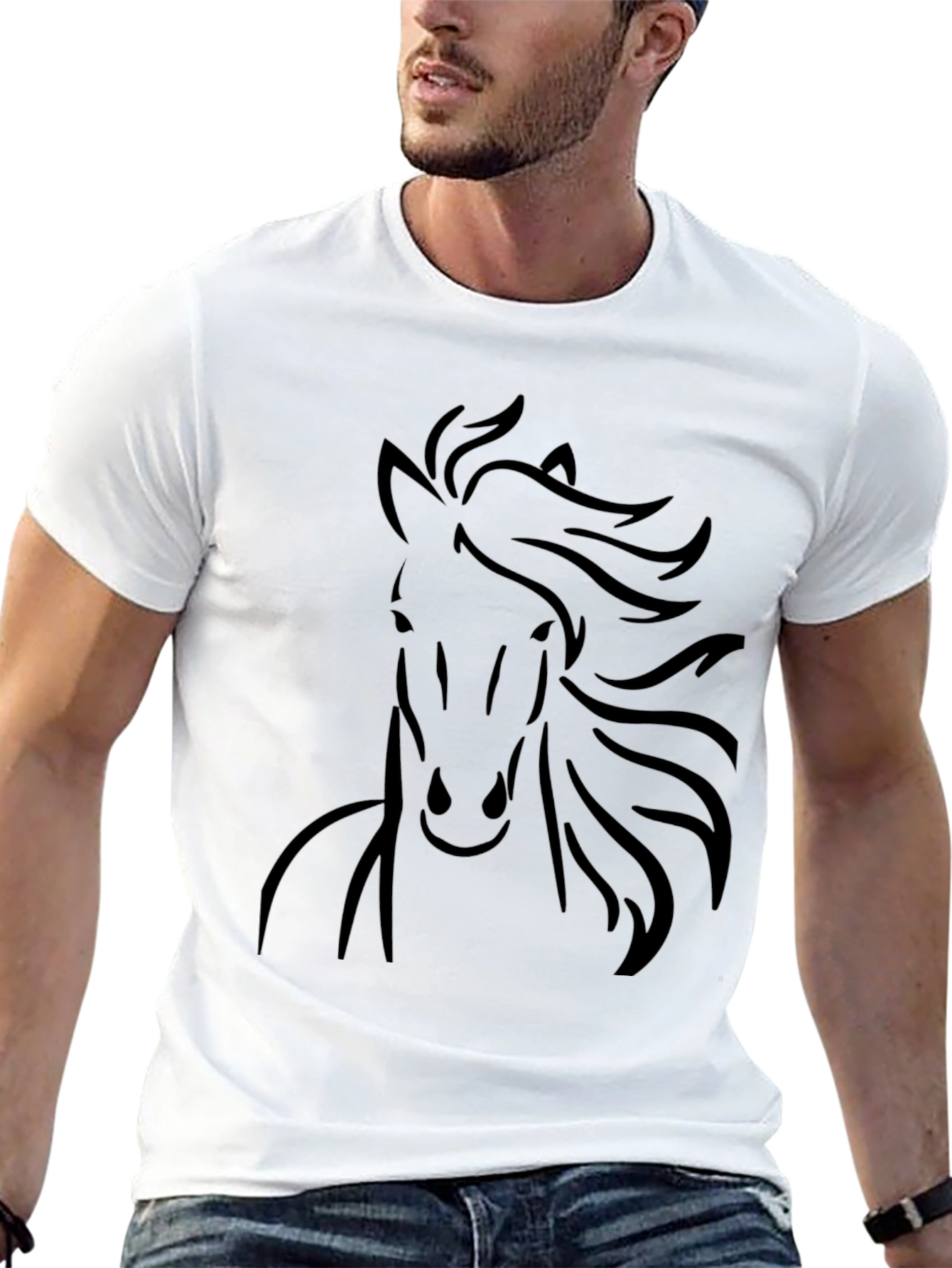 Black Black Horse Graphic Tee - Stylish Men's Casual Shirt view 13