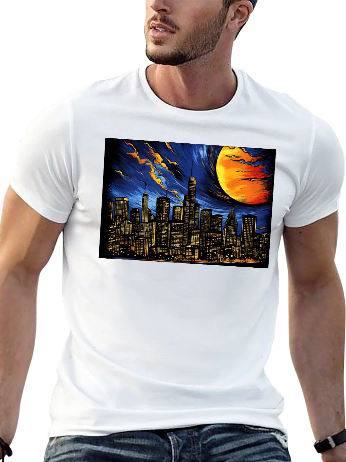 Black Cityscape Graphic Tee - Dark Sky Edition view 13