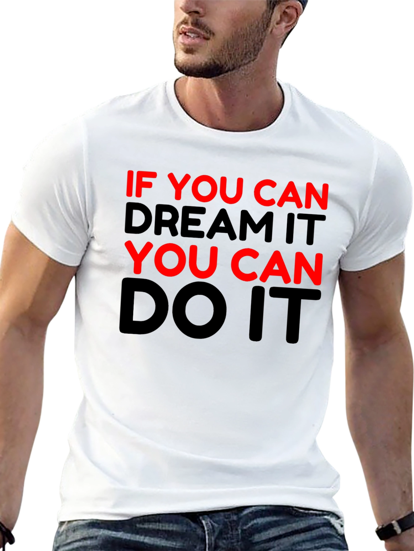 Black Motivational Black T-Shirt - Dream It Do It view 13