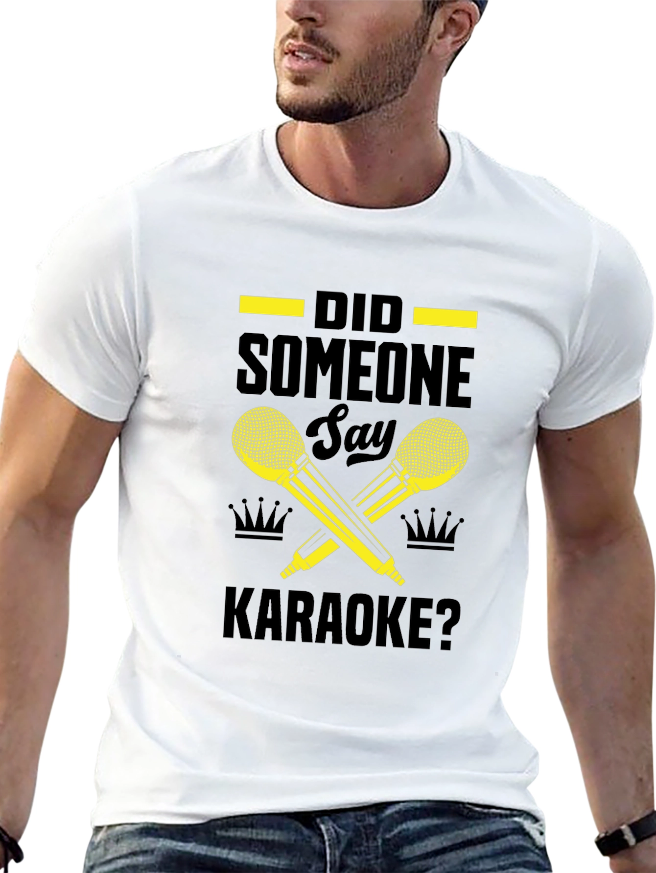 Black Karaoke Microphone Graphic Tee view 13